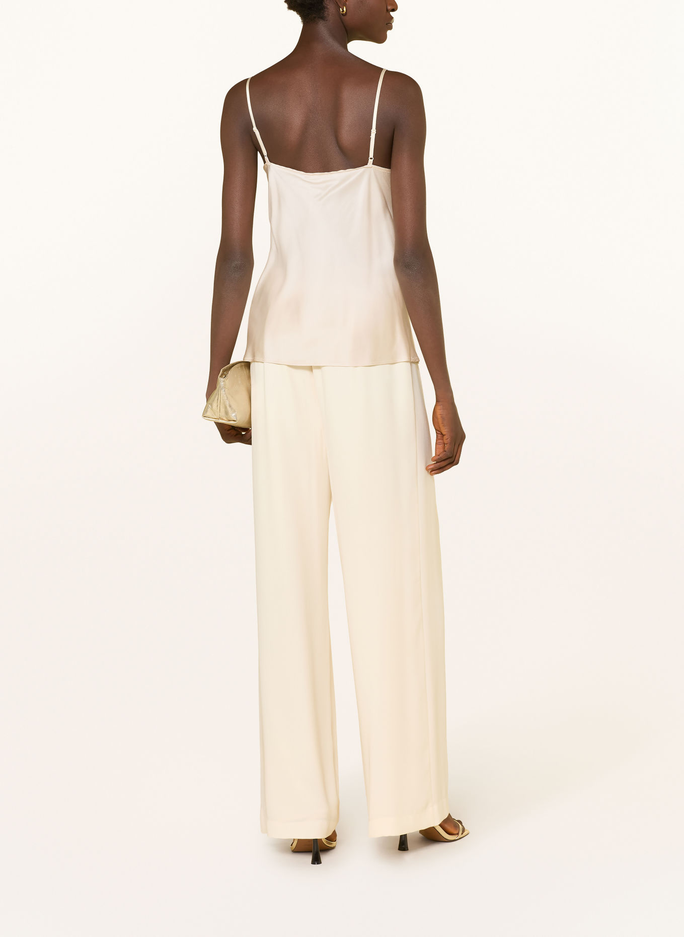 MILANO ITALY Satin top with lace: ECRU