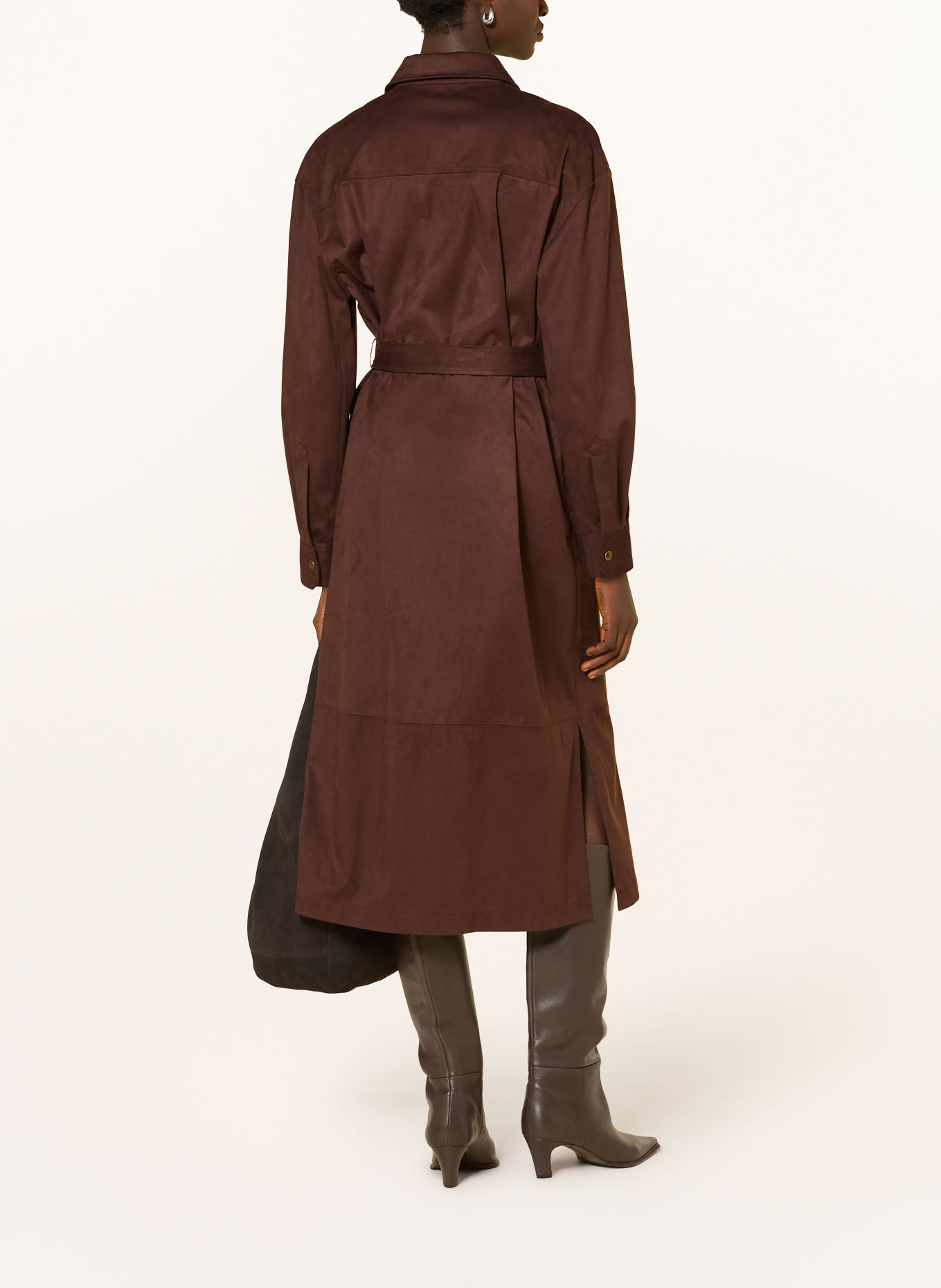 MILANO ITALY Hemdblusenkleid in Lederoptik: DUNKELBRAUN