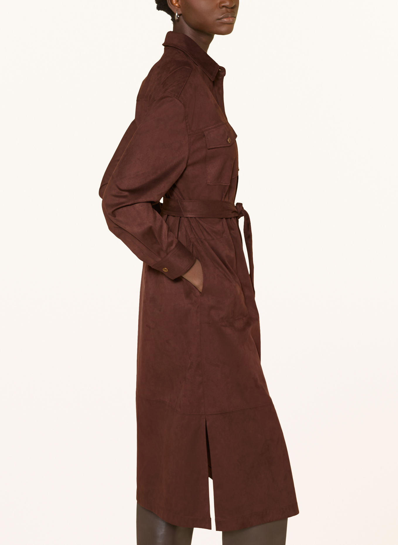 MILANO ITALY Hemdblusenkleid in Lederoptik: DUNKELBRAUN