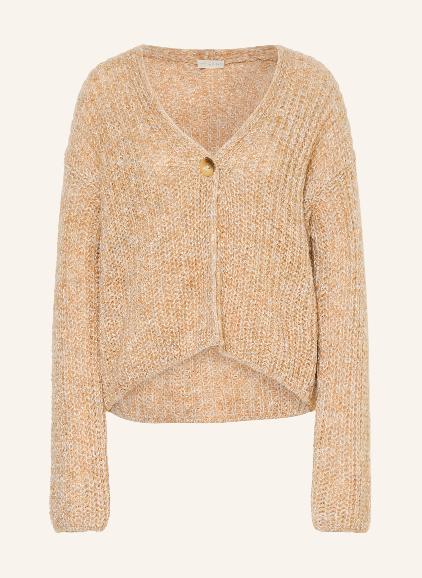 MILANO ITALY Gilet ouvert en maille avec fil pailleté: BEIGE