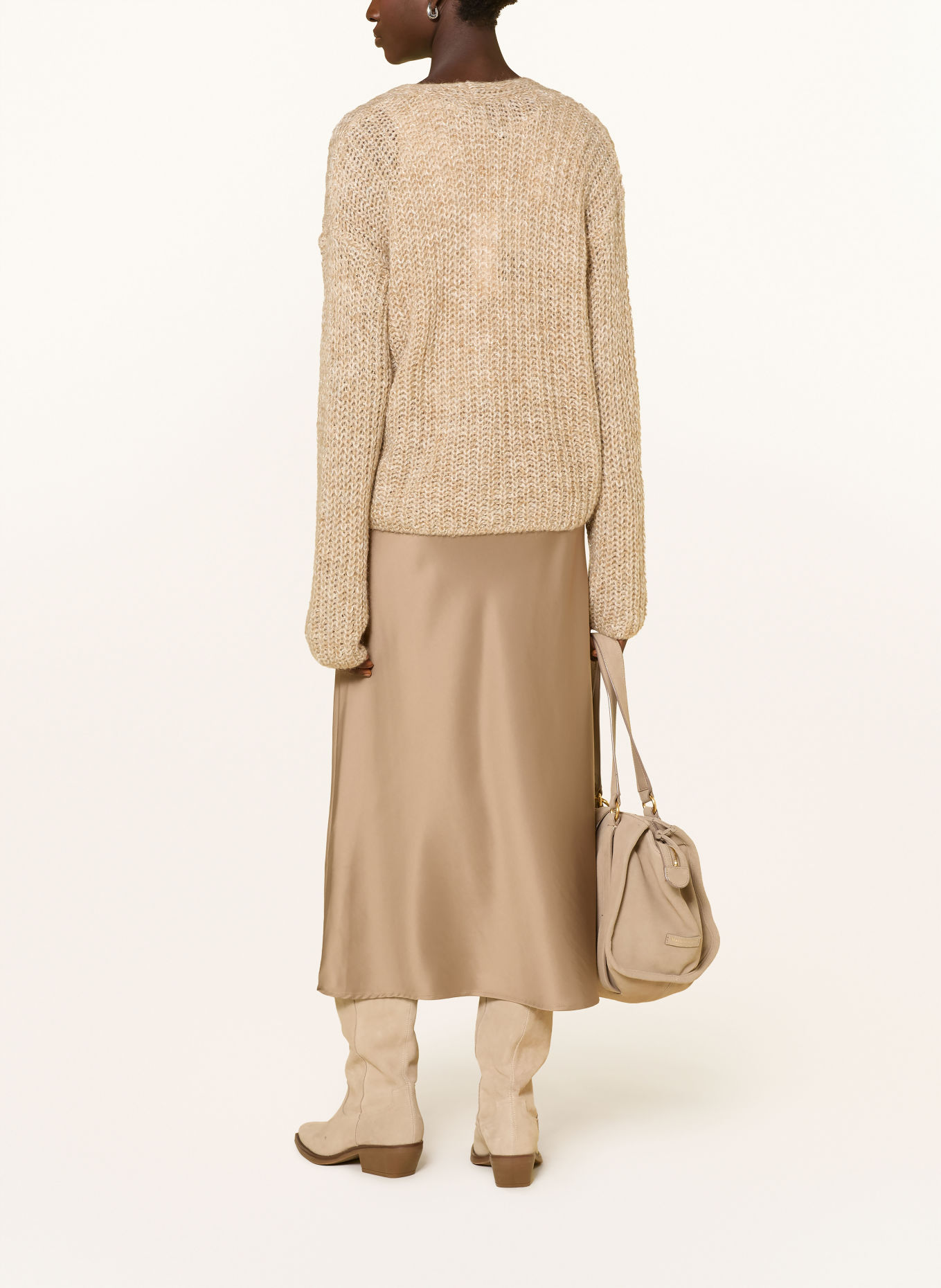 MILANO ITALY Satin skirt: CAMEL