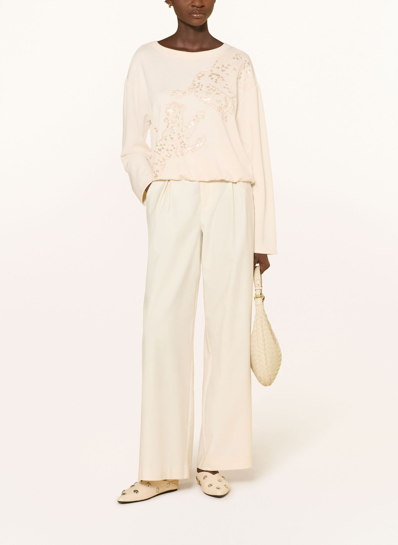 MILANO ITALY Sweatshirt med pailletter: CREME / BEIGE