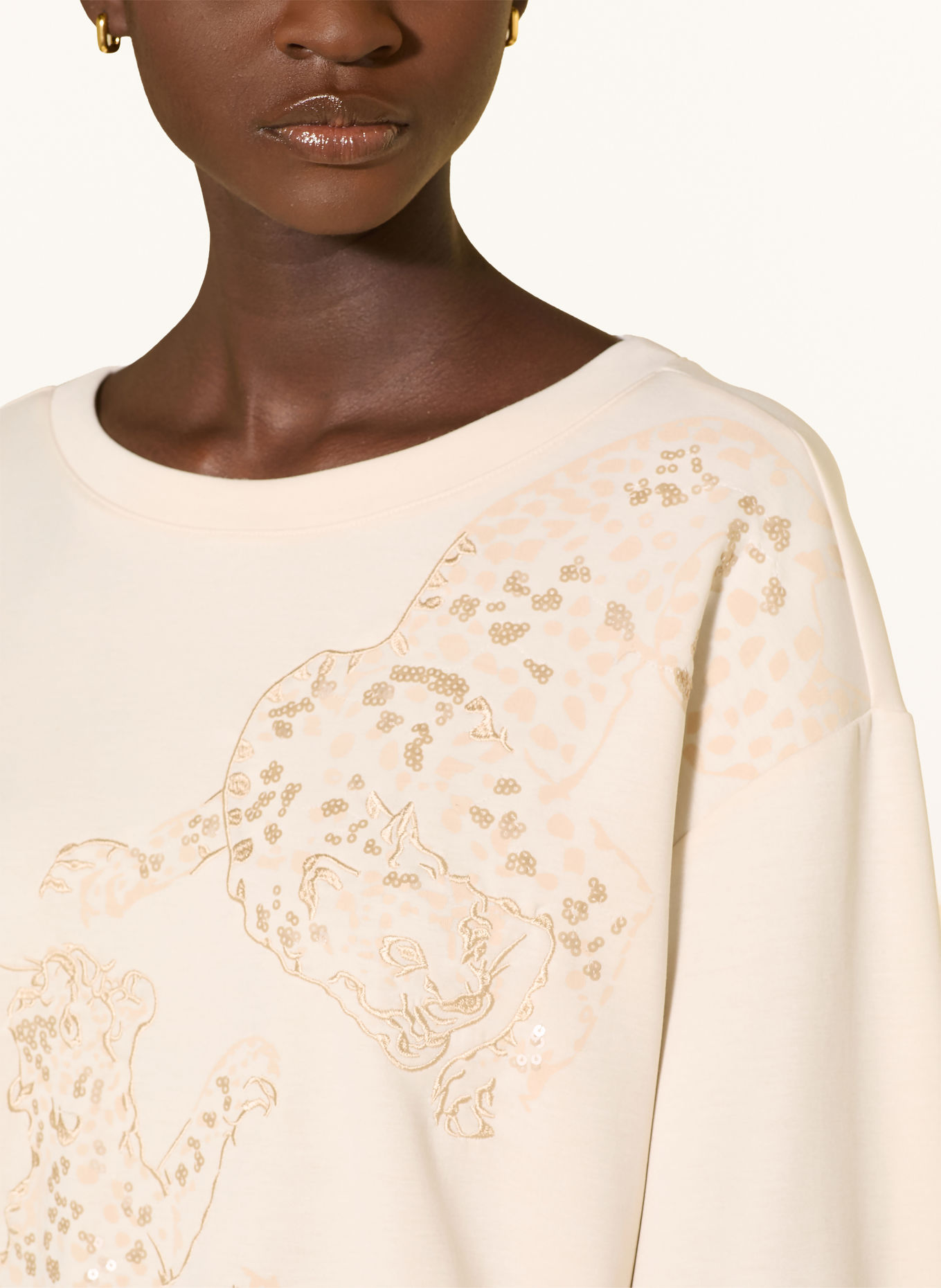 MILANO ITALY Sweatshirt med pailletter: CREME / BEIGE