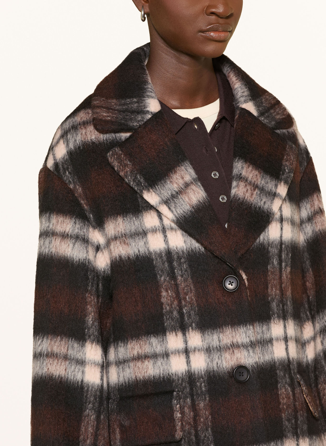 MILANO ITALY Manteau: MARRON FONCÉ / BEIGE / NOIR