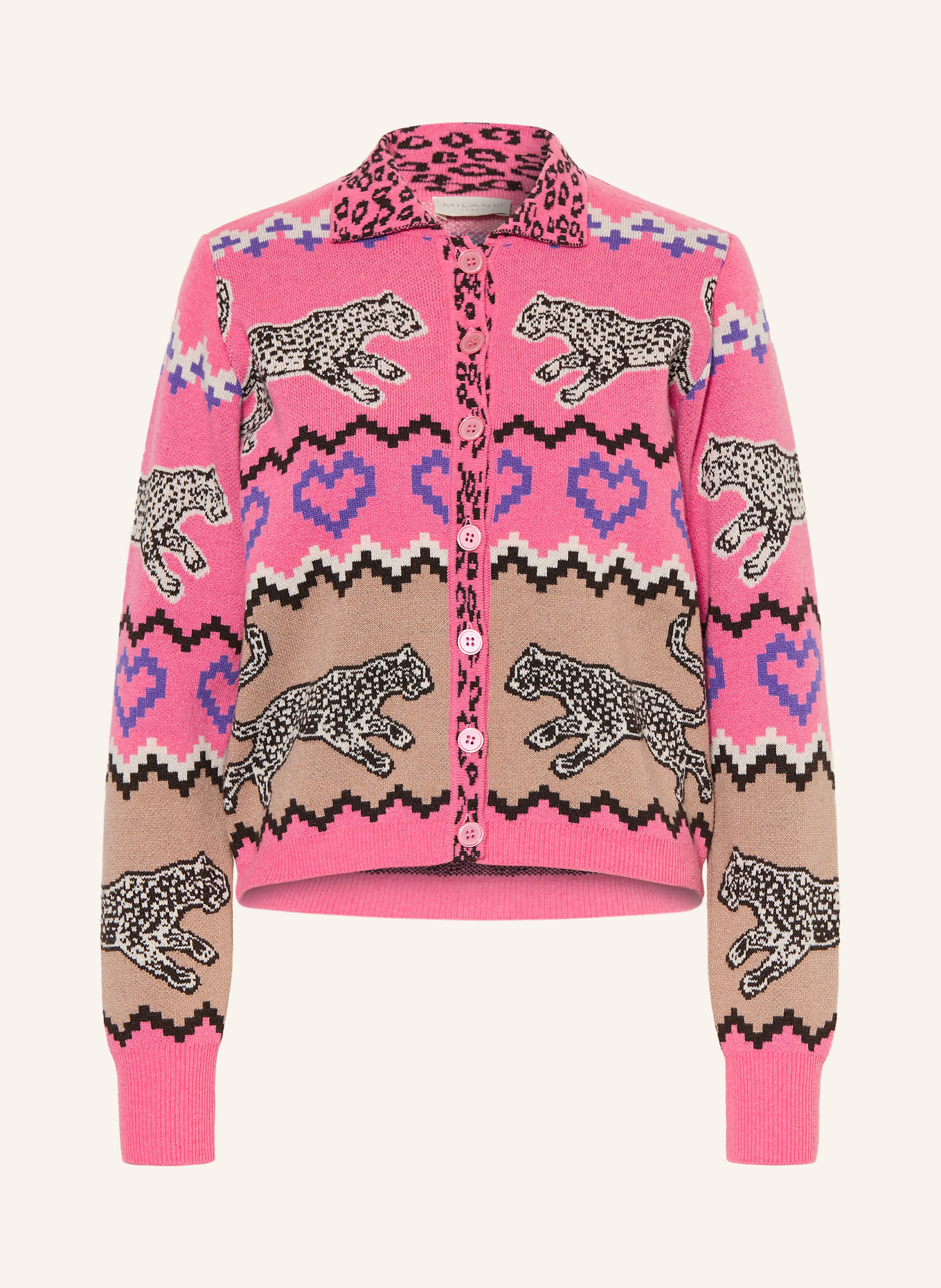 MILANO ITALY Strickjacke: ROSA / BEIGE / SCHWARZ
