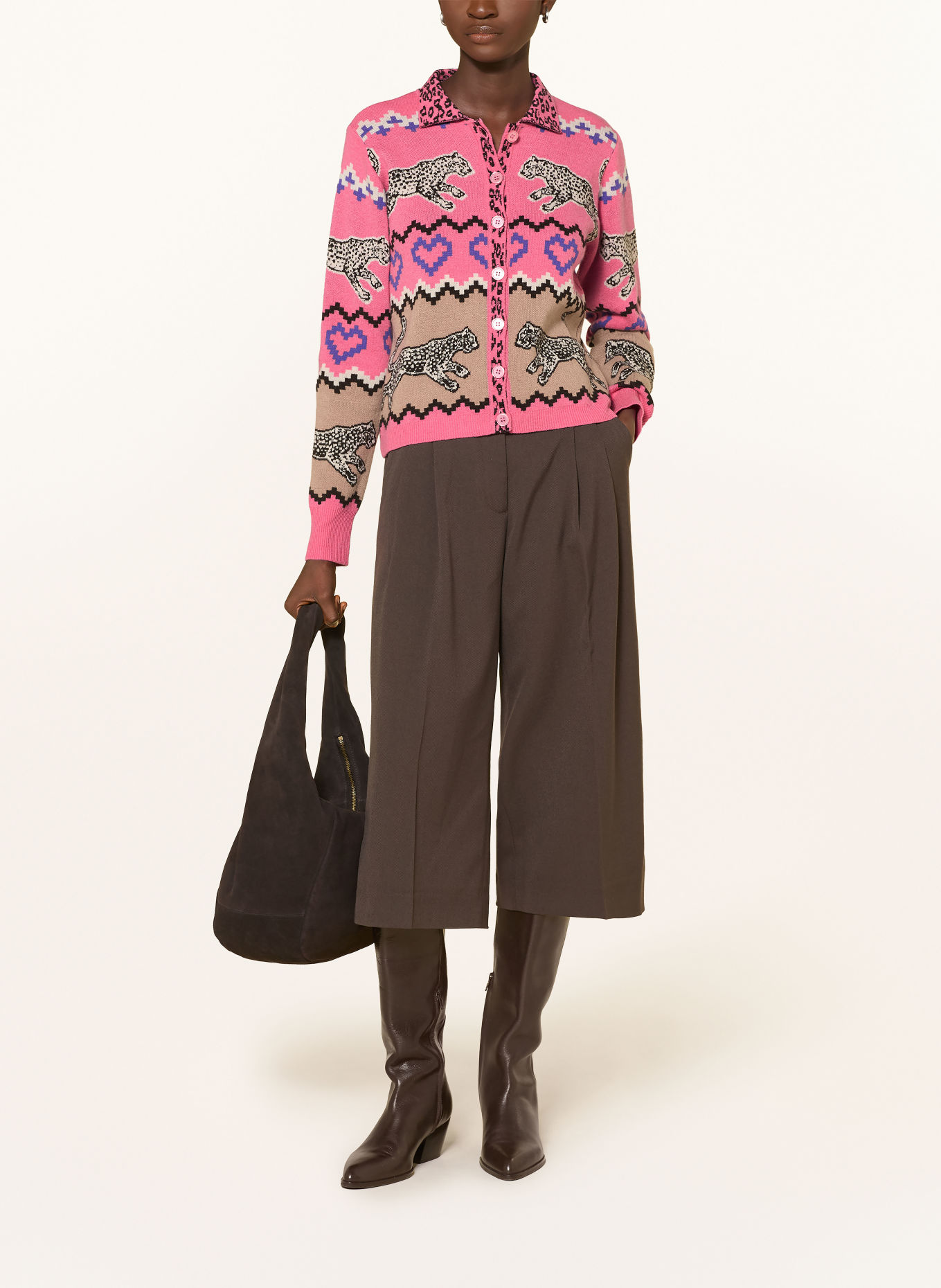 MILANO ITALY Strickjacke: ROSA / BEIGE / SCHWARZ