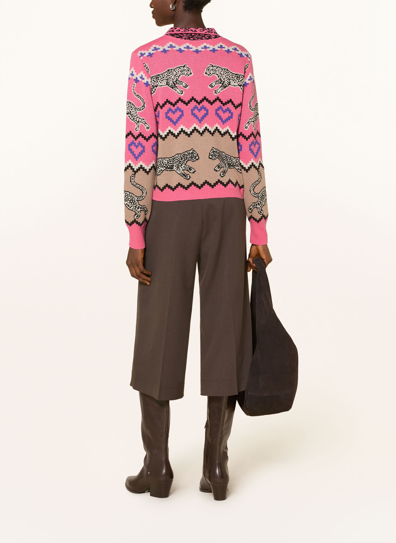 MILANO ITALY Strickjacke: ROSA / BEIGE / SCHWARZ