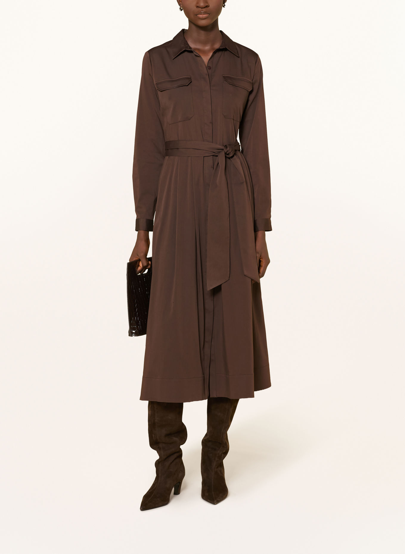 MILANO ITALY Shirt dress: DARK BROWN