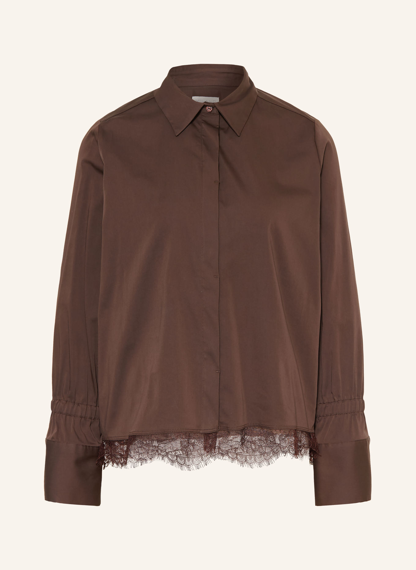 MILANO ITALY Skjortebluse med blonder: MØRKEBRUN