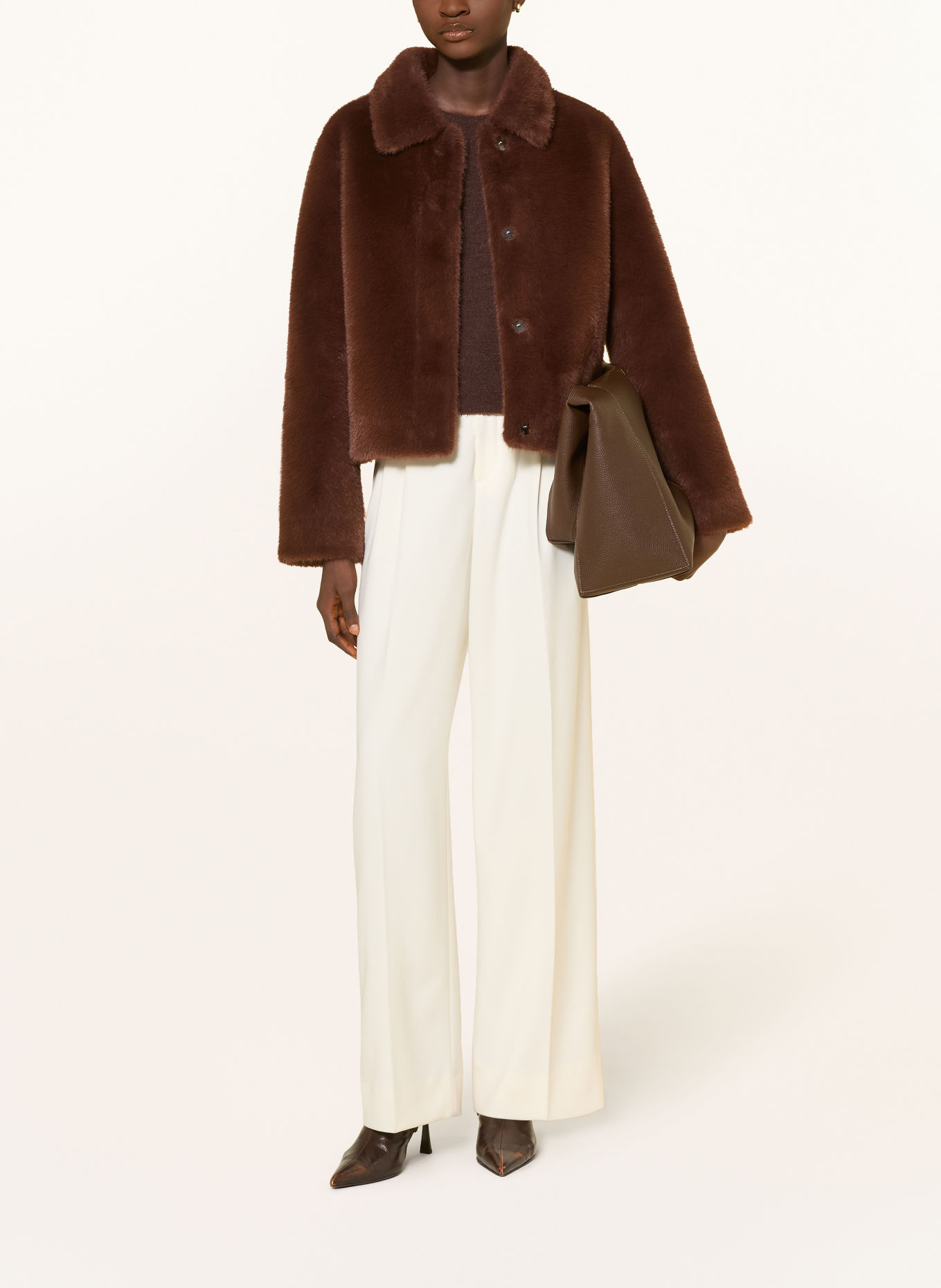 MILANO ITALY Kunstfell-Jacke: DUNKELBRAUN