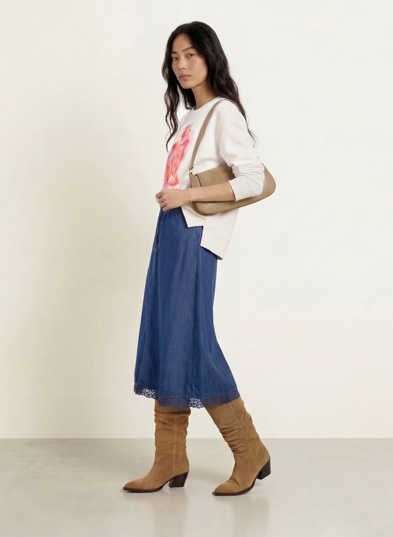 MILANO ITALY Sweatshirt à paillettes: BLANC / ROSE / BLEU CLAIR