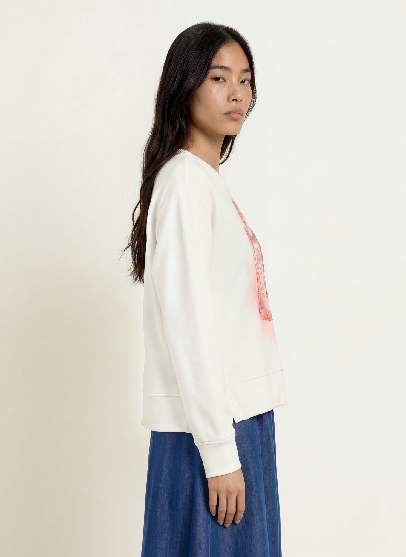 MILANO ITALY Sweatshirt à paillettes: BLANC / ROSE / BLEU CLAIR