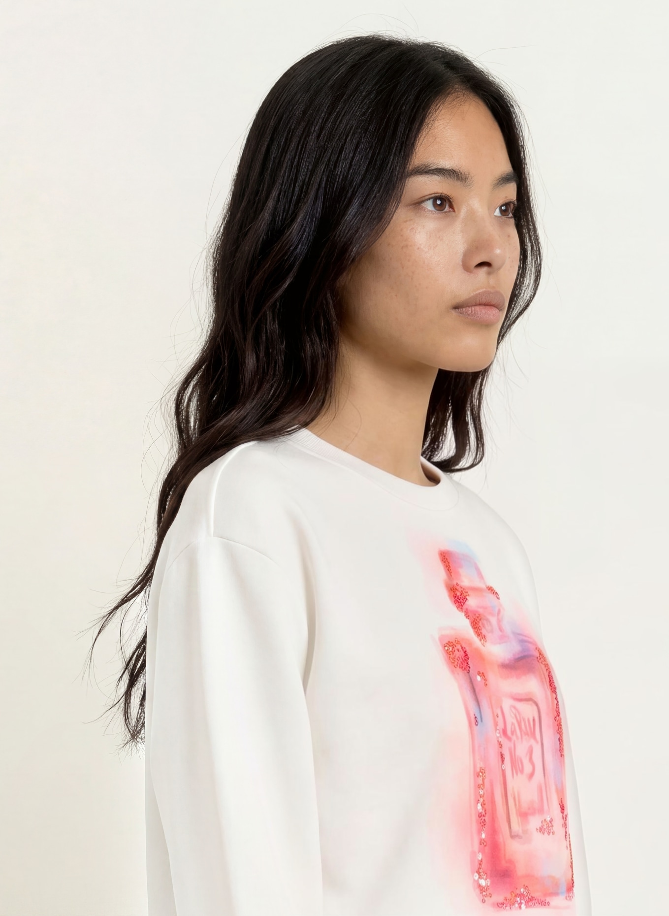 MILANO ITALY Sweatshirt à paillettes: BLANC / ROSE / BLEU CLAIR