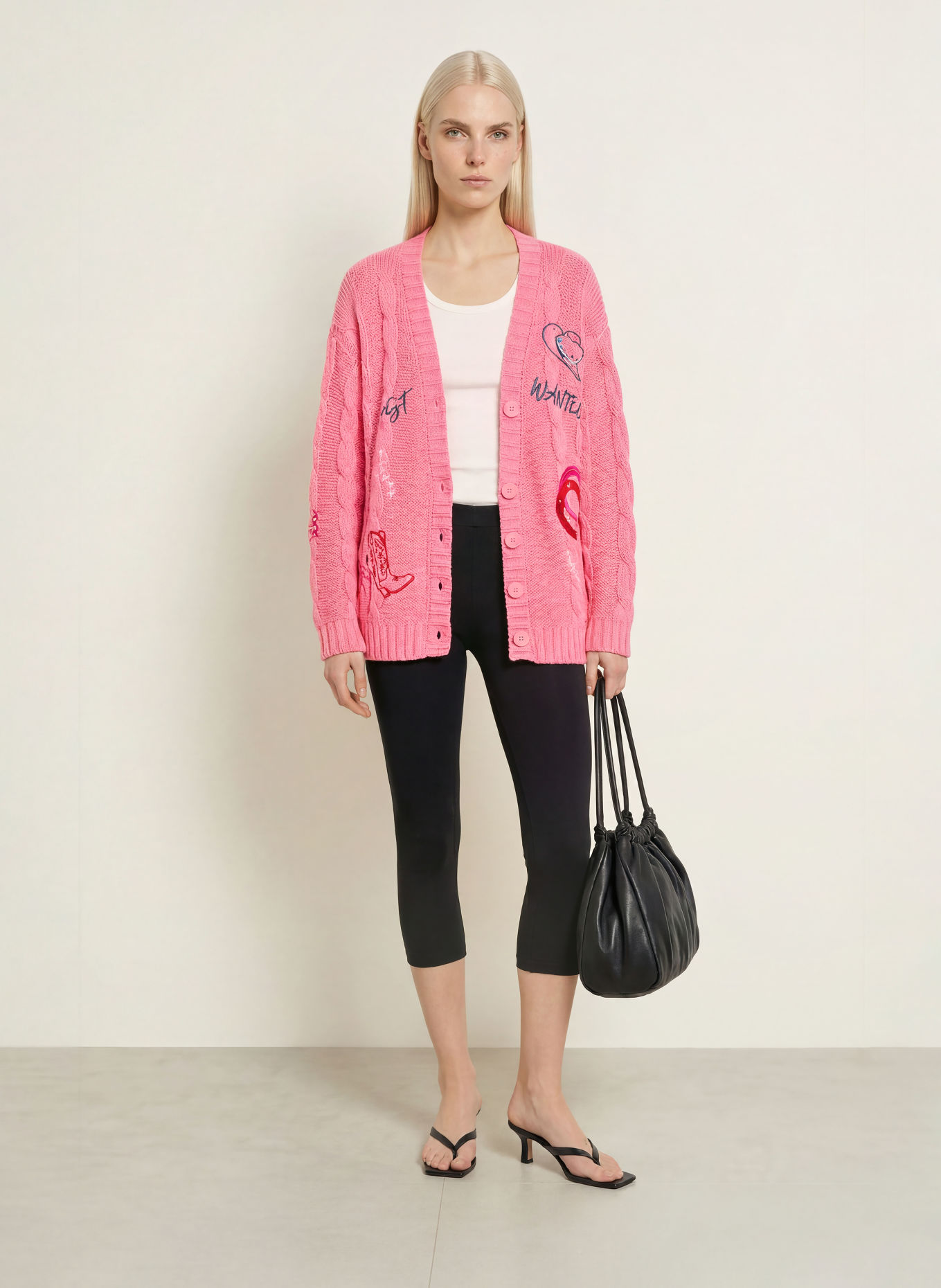 MILANO ITALY Cardigan: PINK / CREAM / DARK BLUE