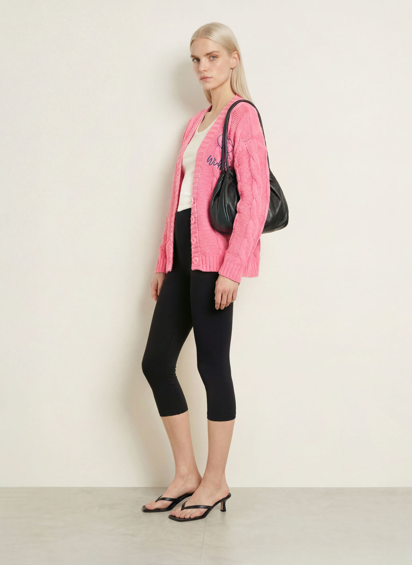 MILANO ITALY Cardigan: PINK / CREAM / DARK BLUE