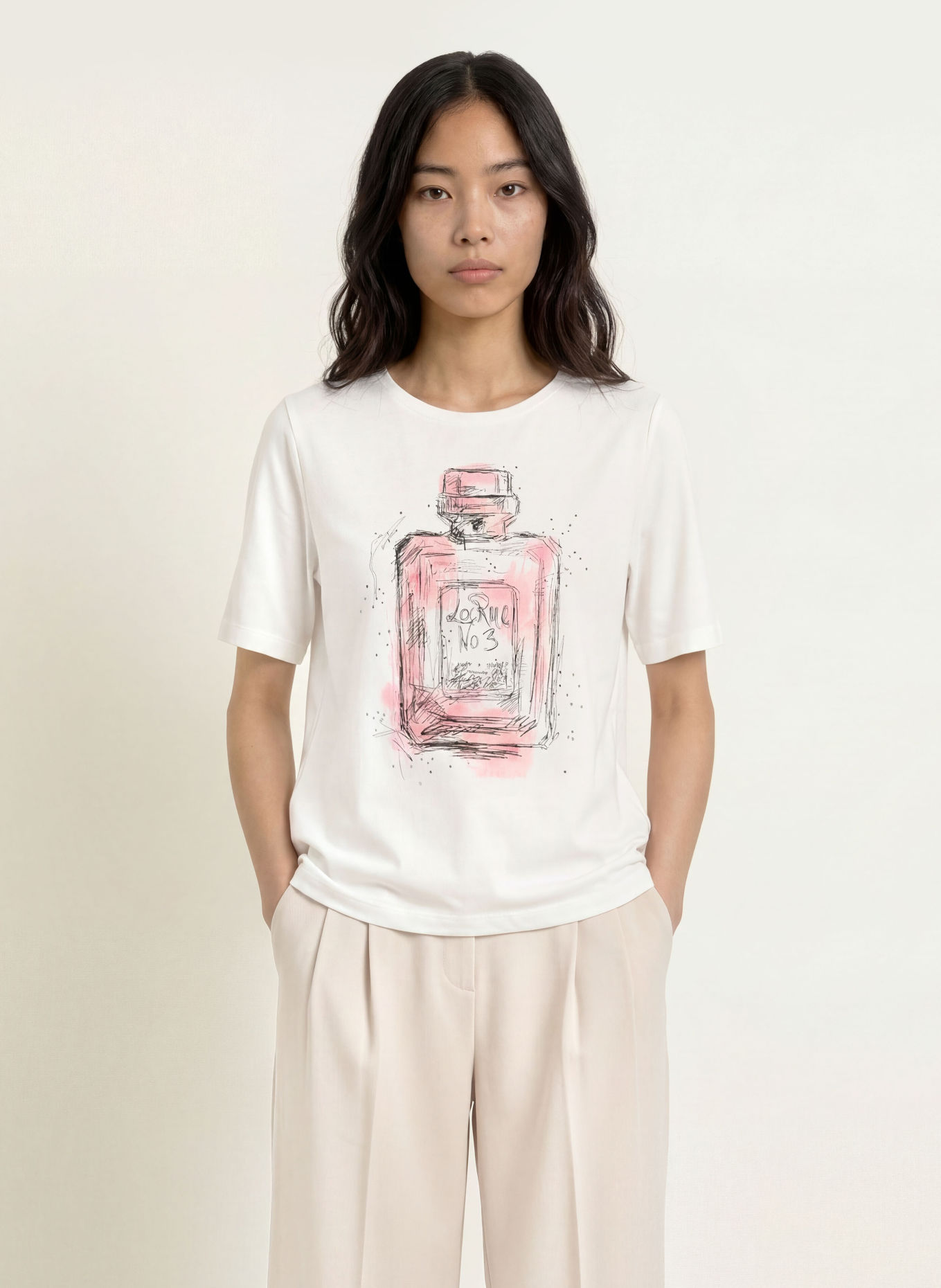 MILANO ITALY T-shirt z kamieniami ozdobnymi: BIAŁY / RÓŻOWY