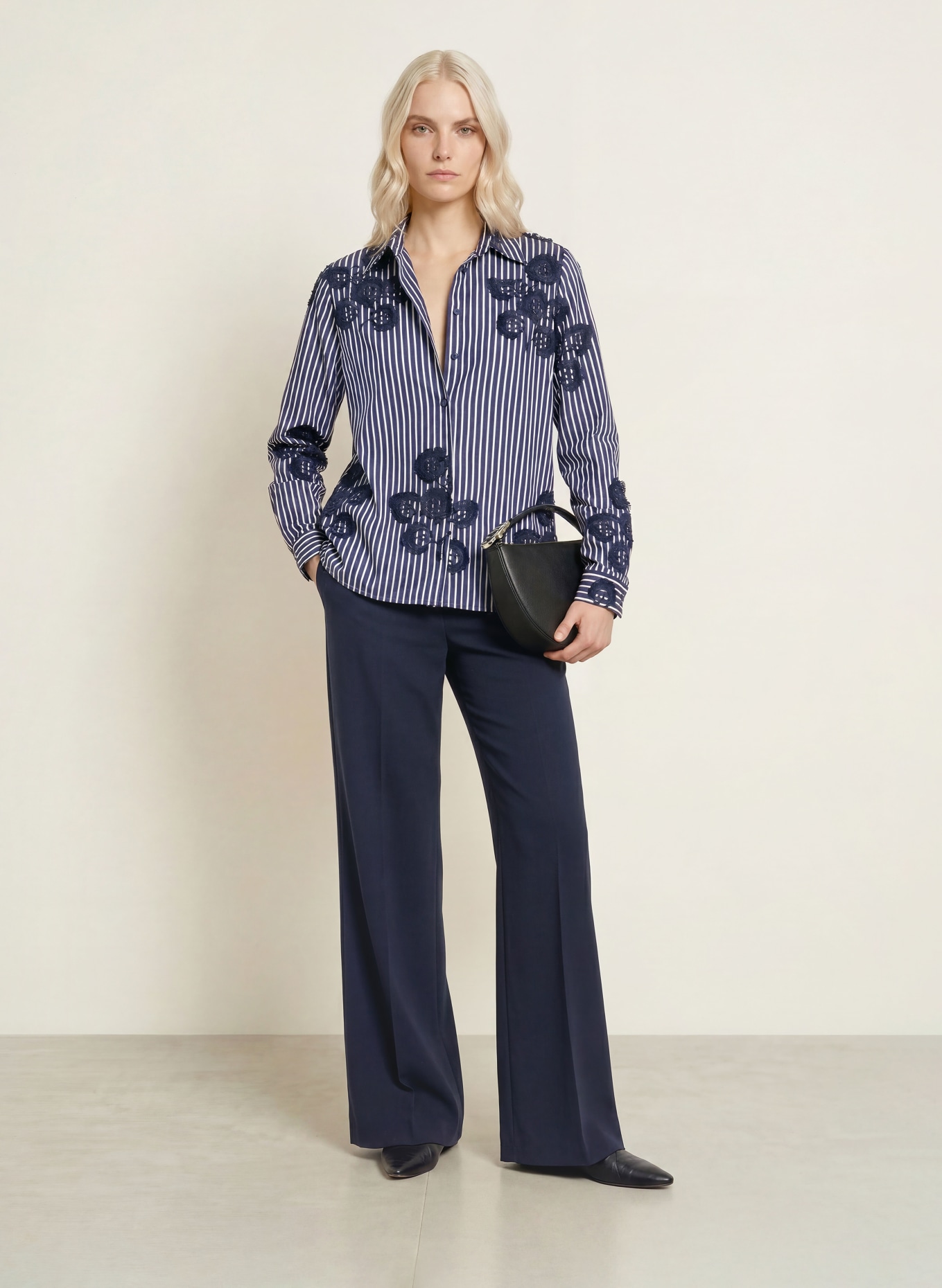 MILANO ITALY Shirt blouse: DARK BLUE / WHITE