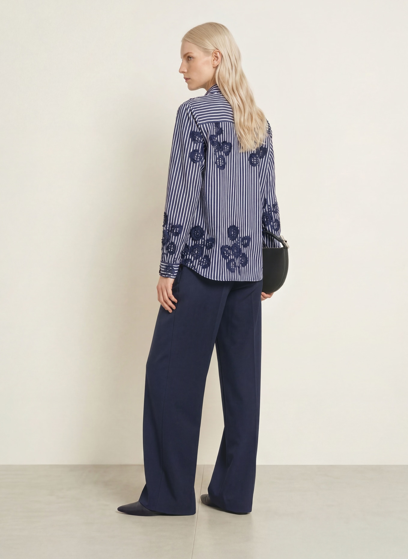 MILANO ITALY Shirt blouse: DARK BLUE / WHITE