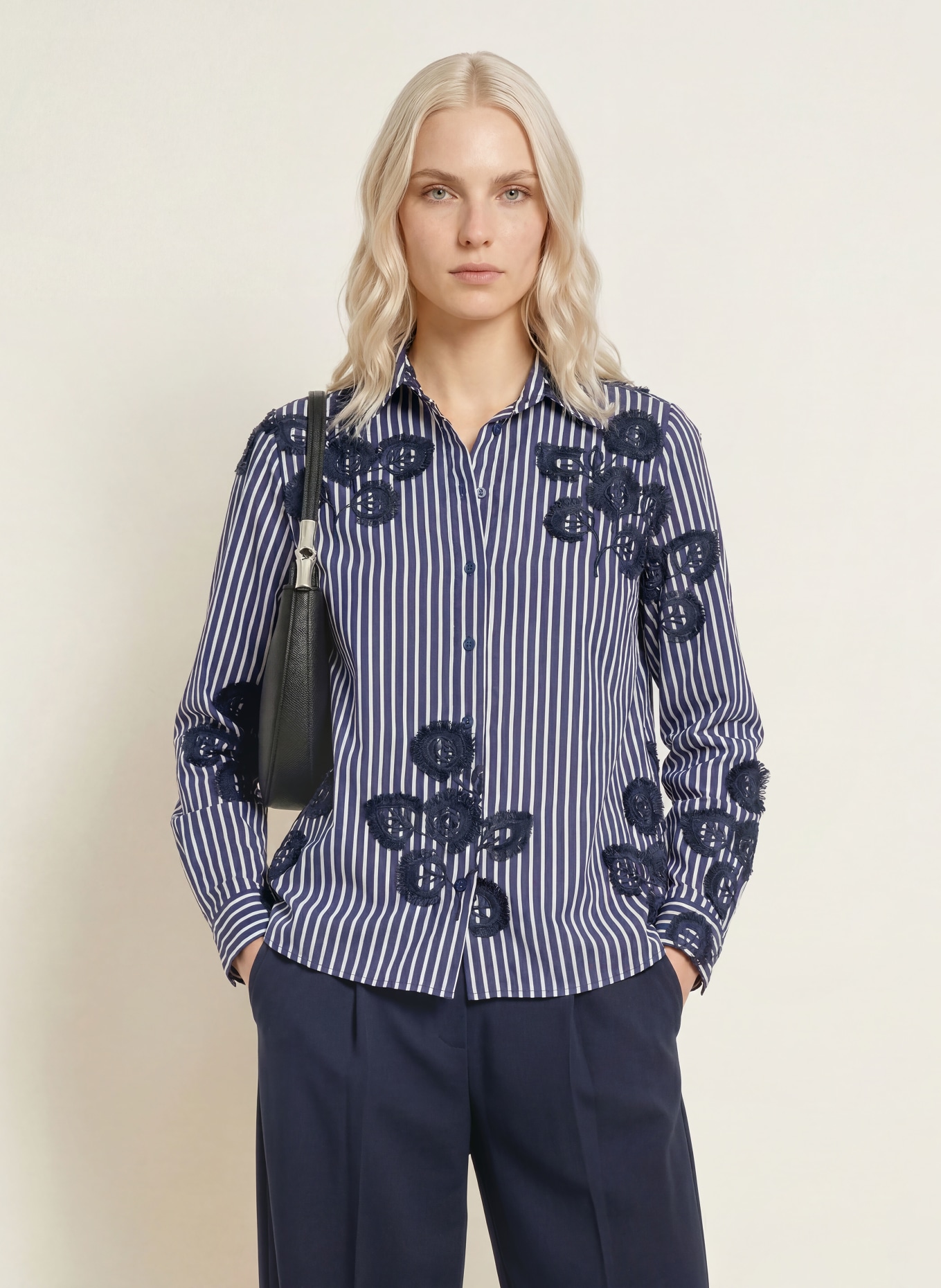 MILANO ITALY Shirt blouse: DARK BLUE / WHITE