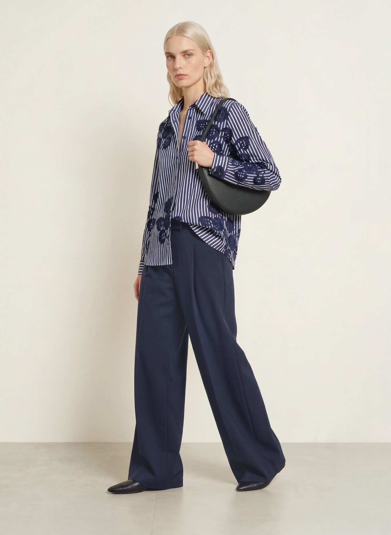 MILANO ITALY Shirt blouse: DARK BLUE / WHITE