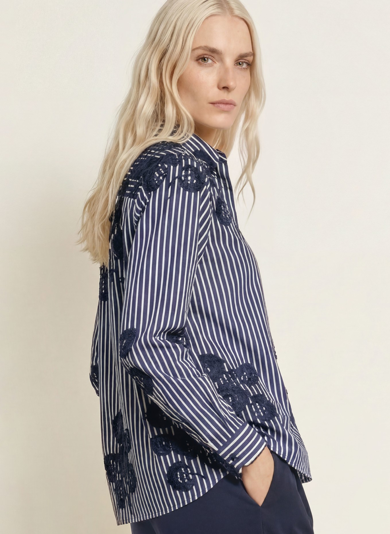 MILANO ITALY Shirt blouse: DARK BLUE / WHITE