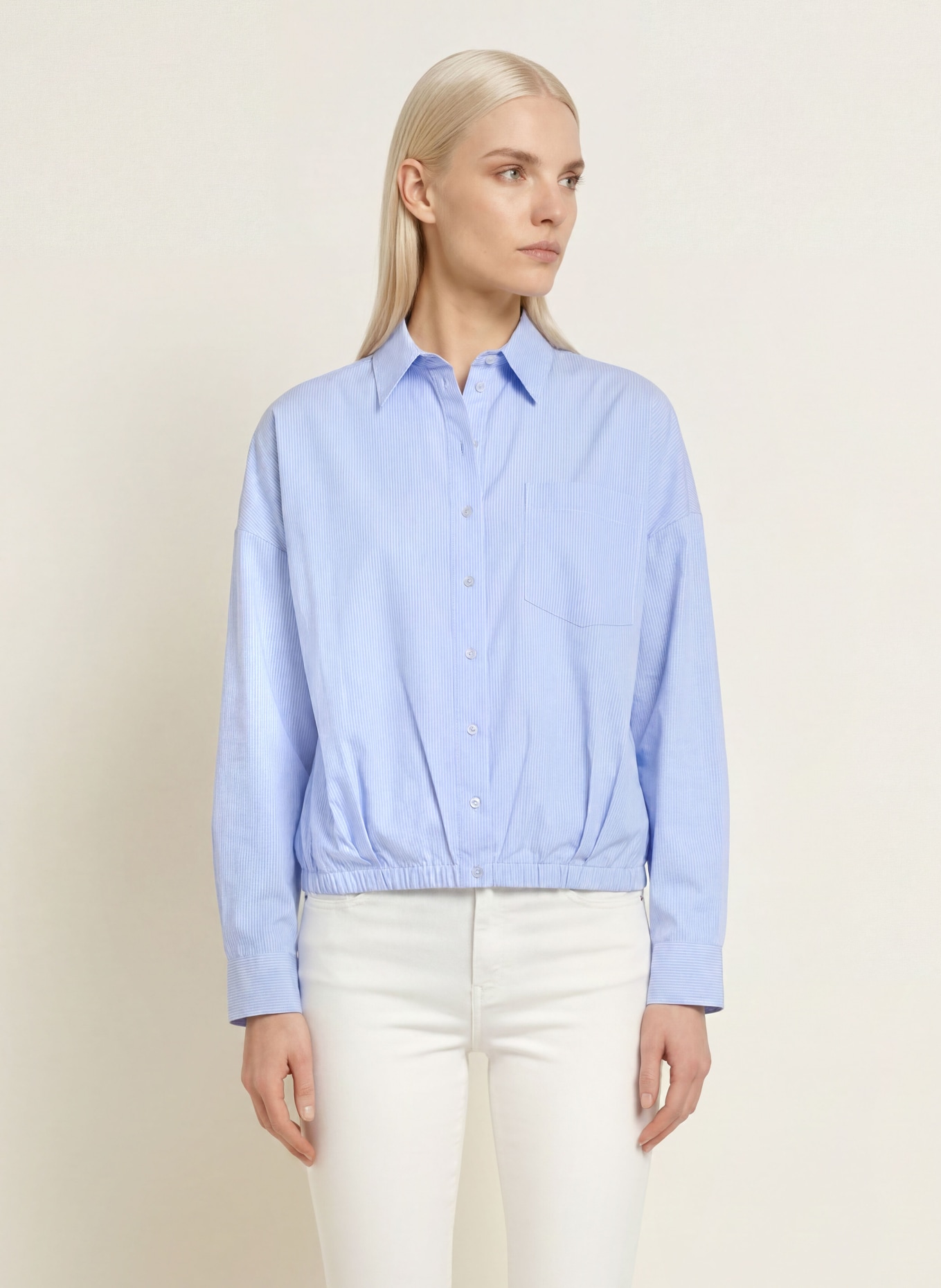 MILANO ITALY Overhemdblouse: LICHTBLAUW / WIT
