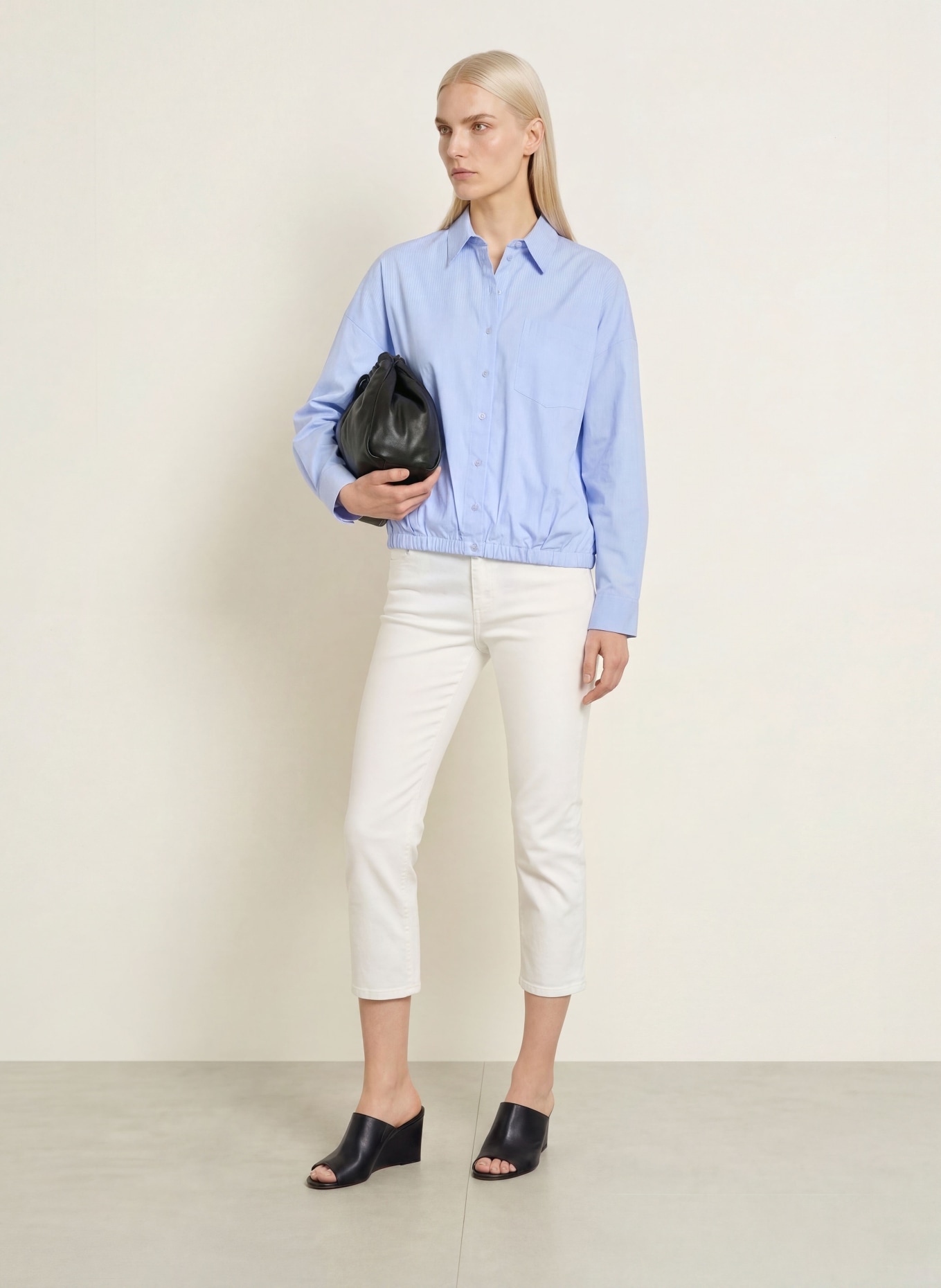 MILANO ITALY Overhemdblouse: LICHTBLAUW / WIT