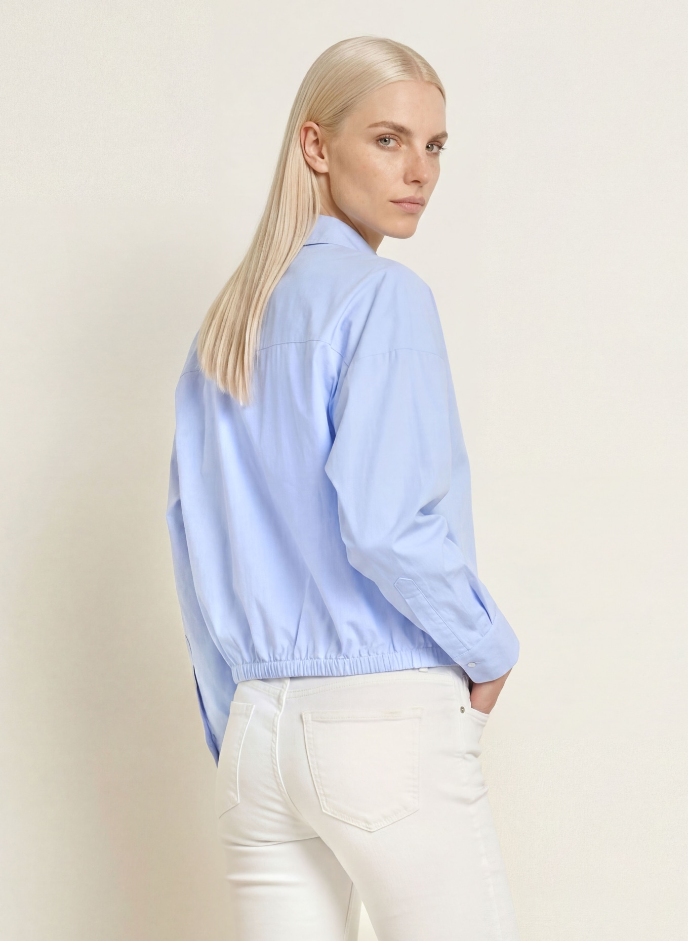 MILANO ITALY Overhemdblouse: LICHTBLAUW / WIT
