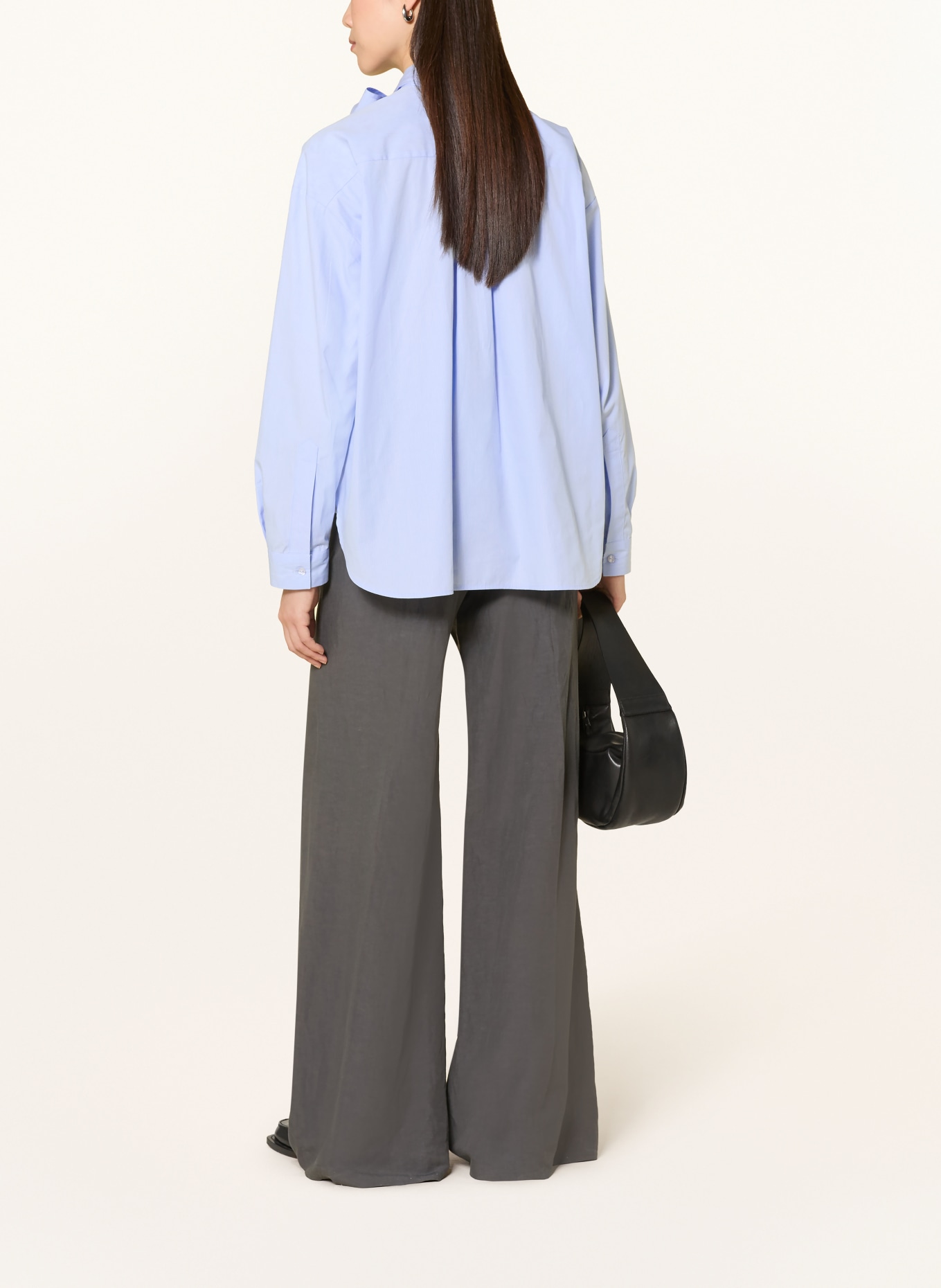 MILANO ITALY Blouse met afneembare strik: LICHTBLAUW / WIT