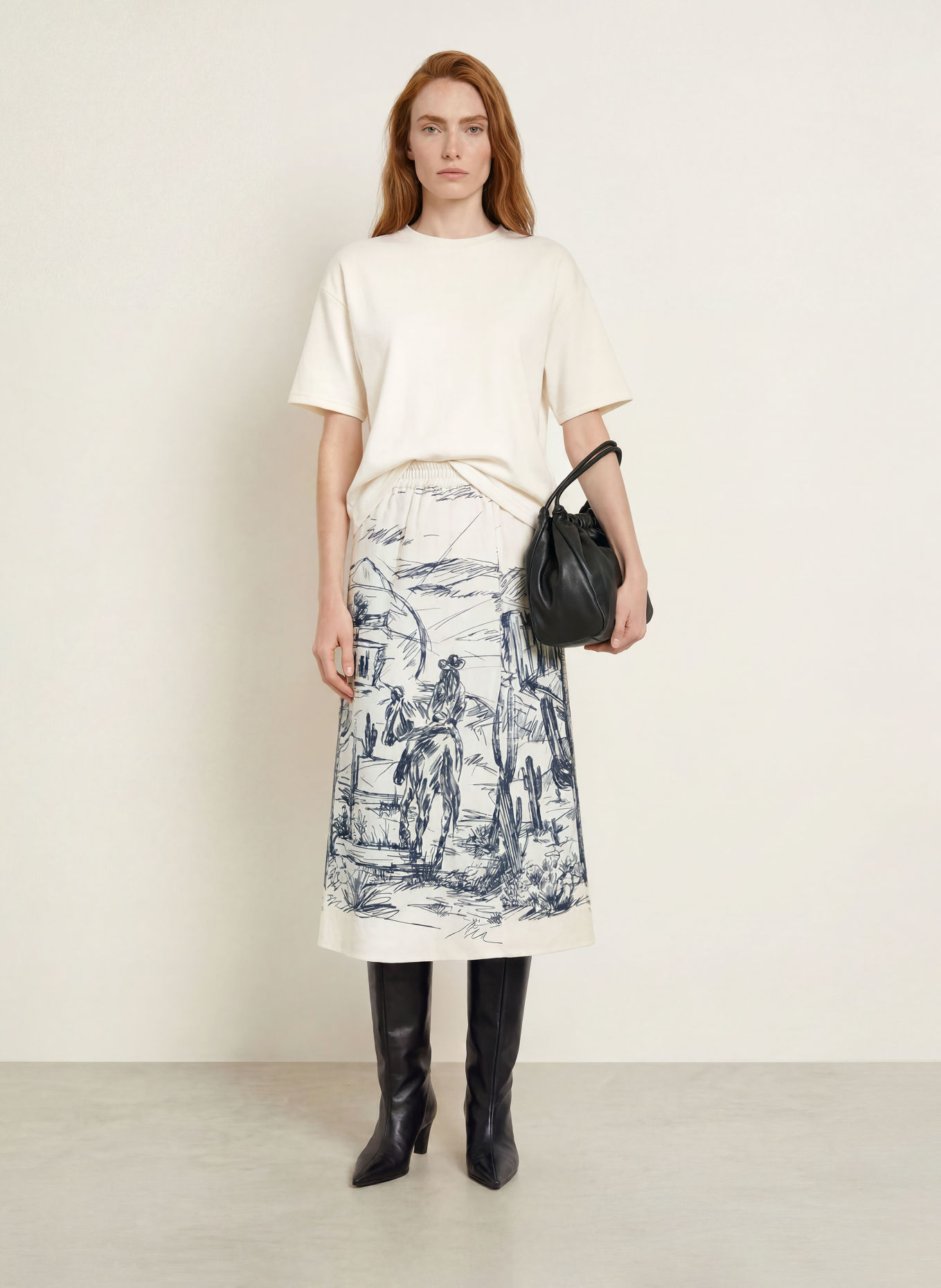 MILANO ITALY Skirt: ECRU / DARK BLUE