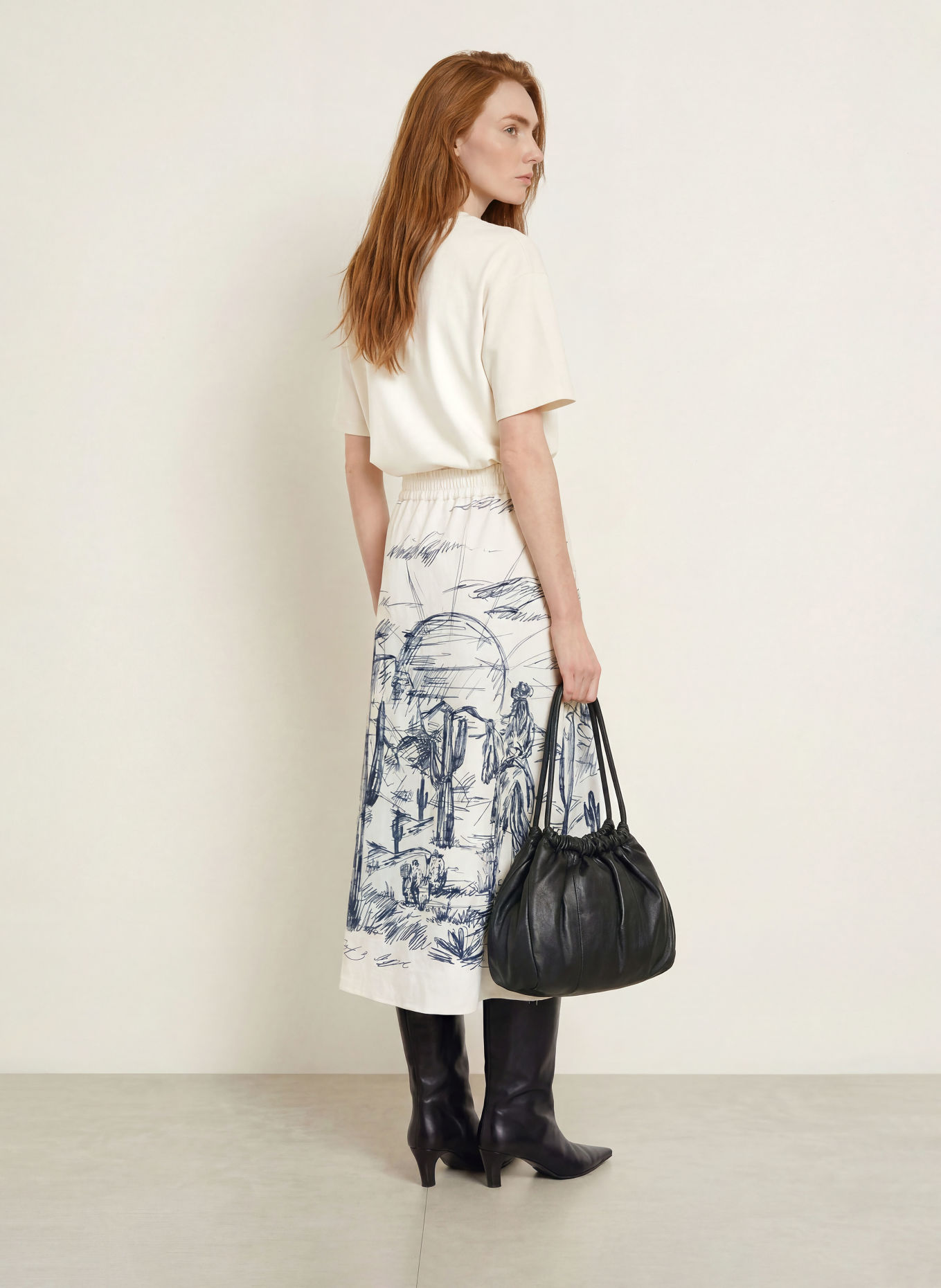 MILANO ITALY Skirt: ECRU / DARK BLUE