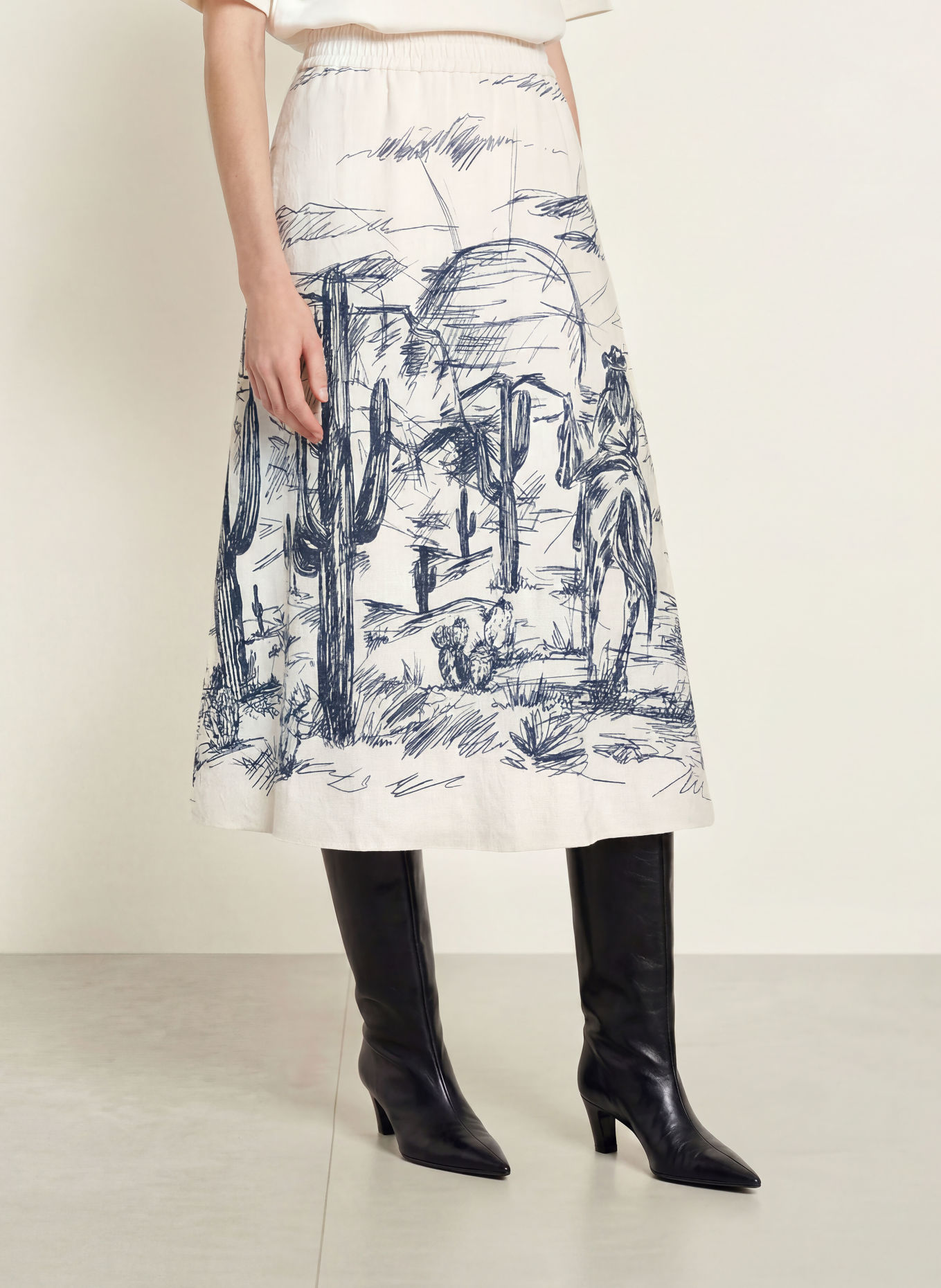 MILANO ITALY Skirt: ECRU / DARK BLUE