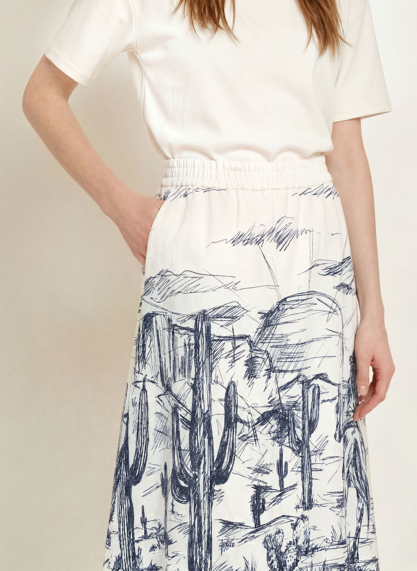 MILANO ITALY Skirt: ECRU / DARK BLUE