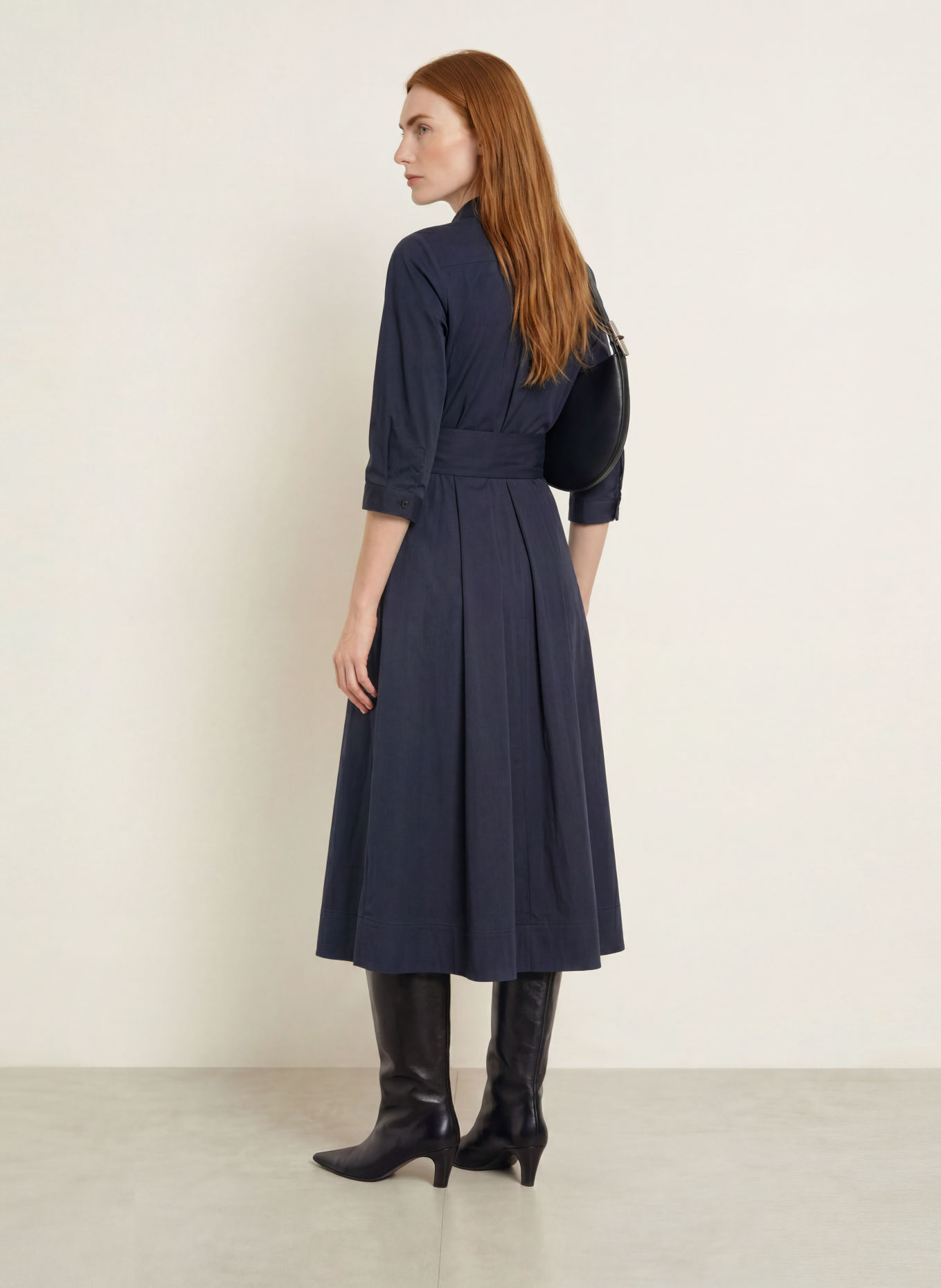 MILANO ITALY Hemdblusenkleid mit 3/4-Arm: DUNKELBLAU