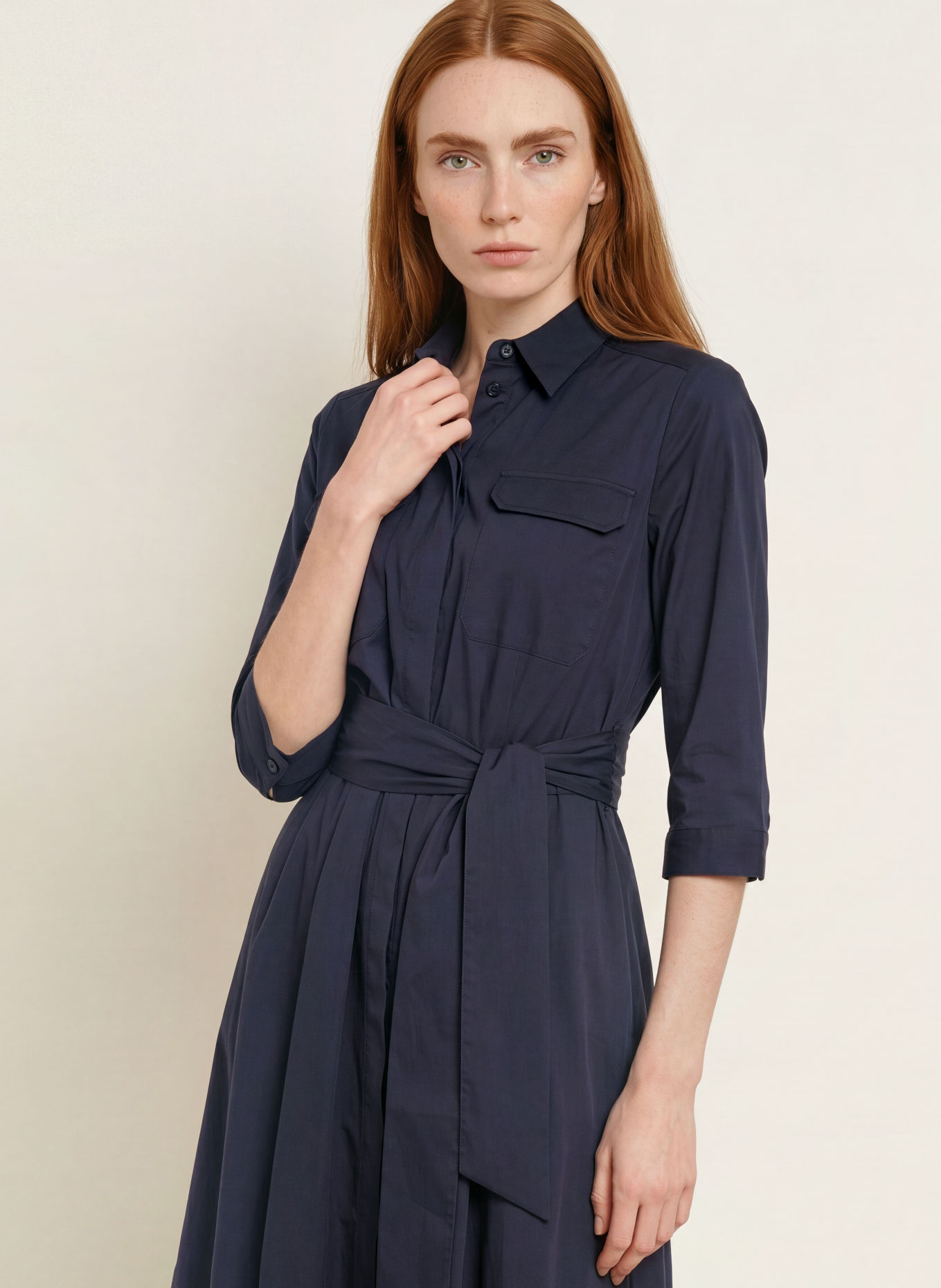 MILANO ITALY Hemdblusenkleid mit 3/4-Arm: DUNKELBLAU