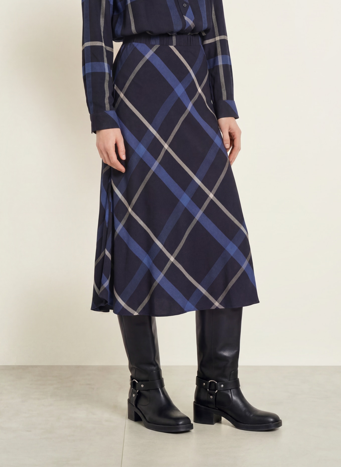MILANO ITALY Rok: DONKERBLAUW / CRÈME / BLAUW