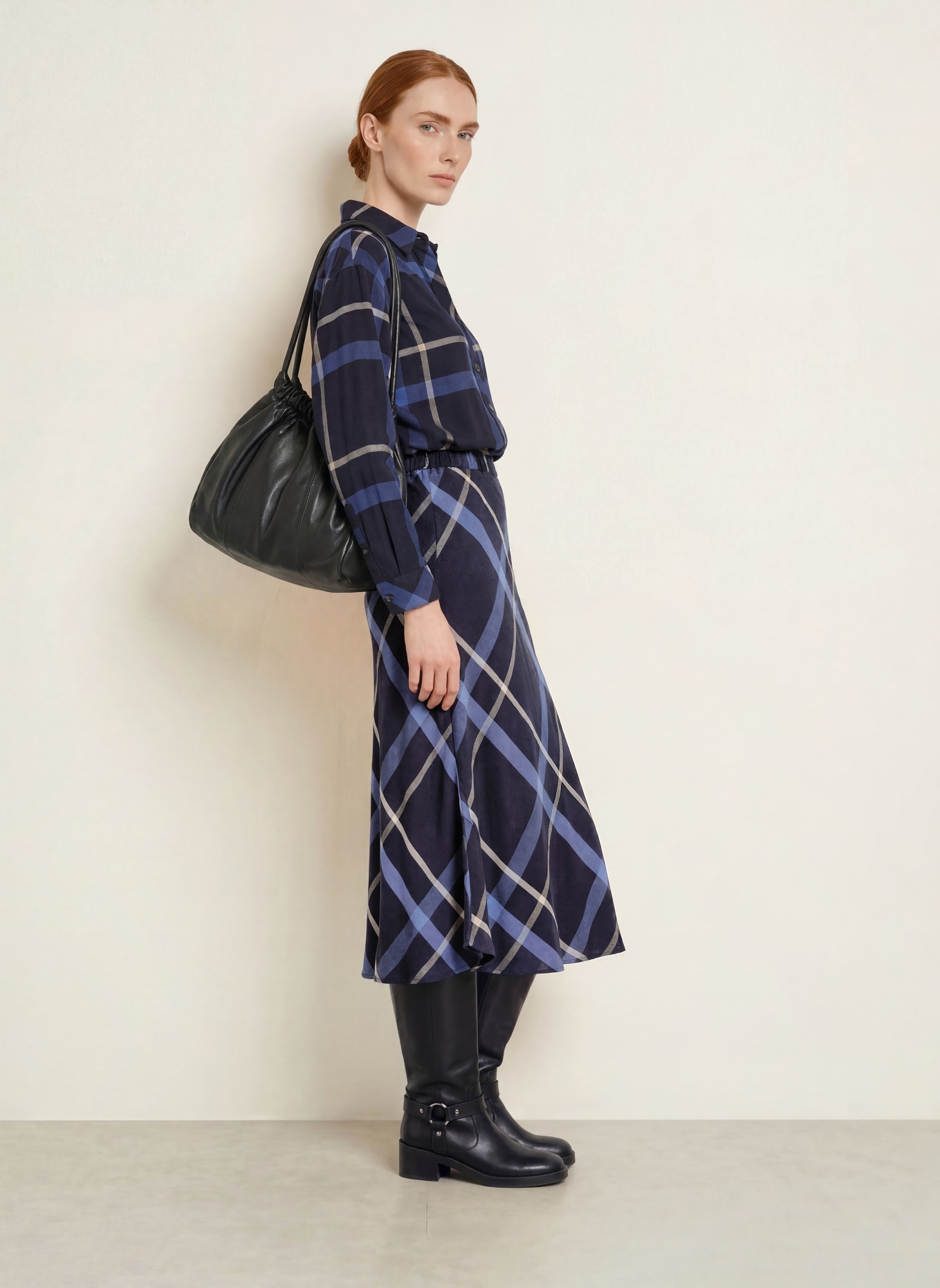 MILANO ITALY Rok: DONKERBLAUW / CRÈME / BLAUW