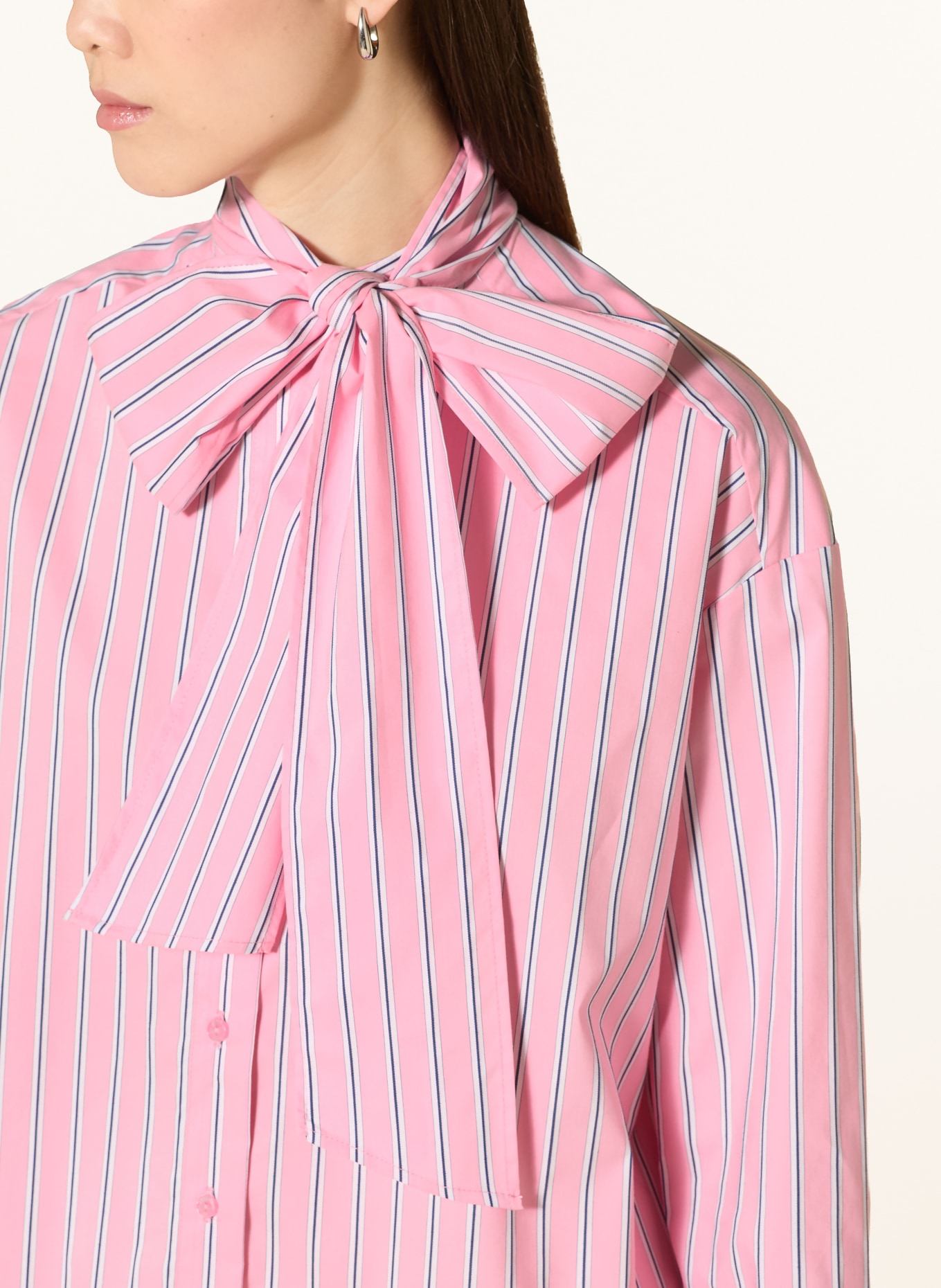 MILANO ITALY Blouse with detachable bow: PINK / WHITE / BLACK