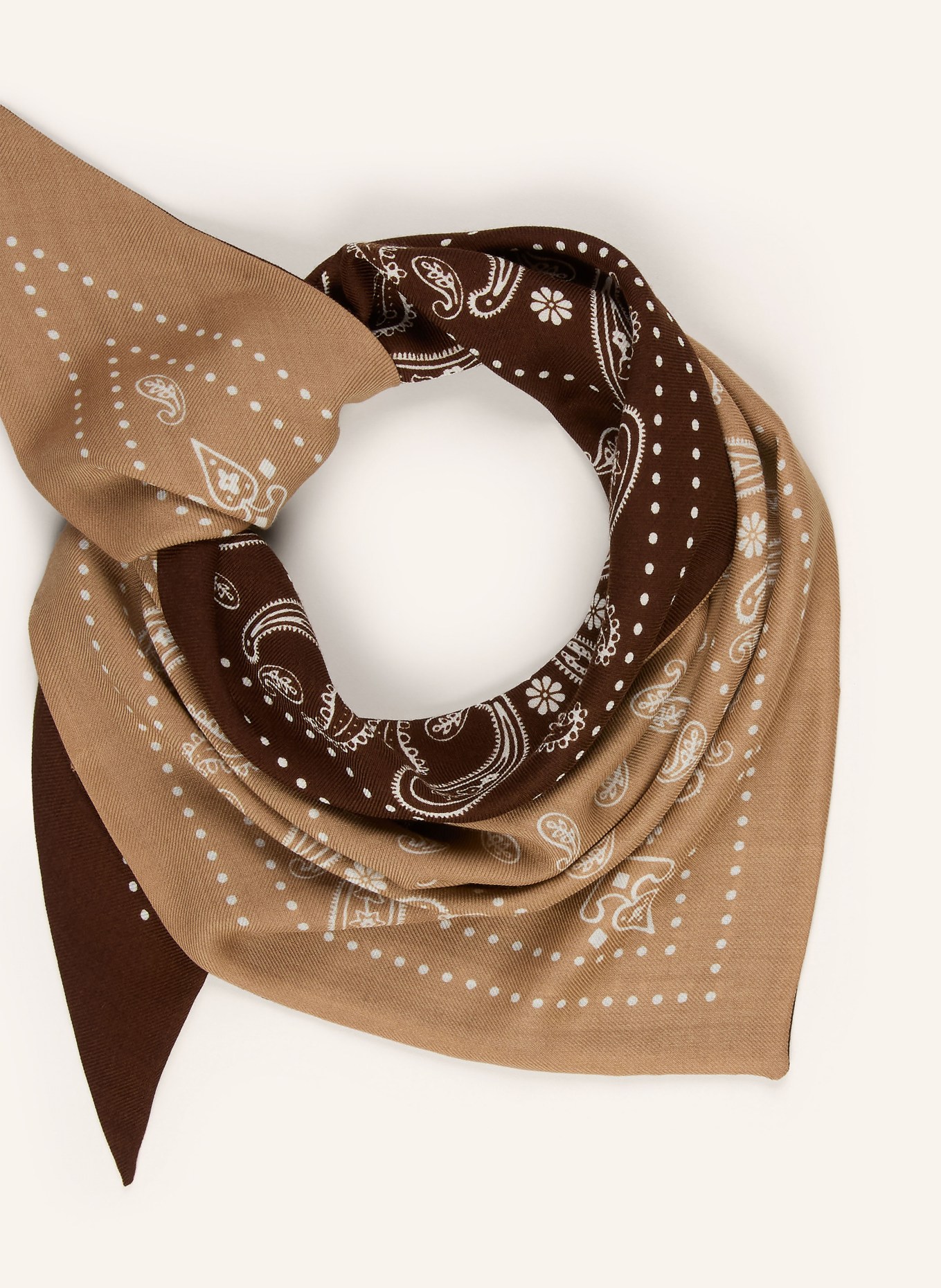destin Triangular scarf: DARK BROWN / BEIGE / CREAM