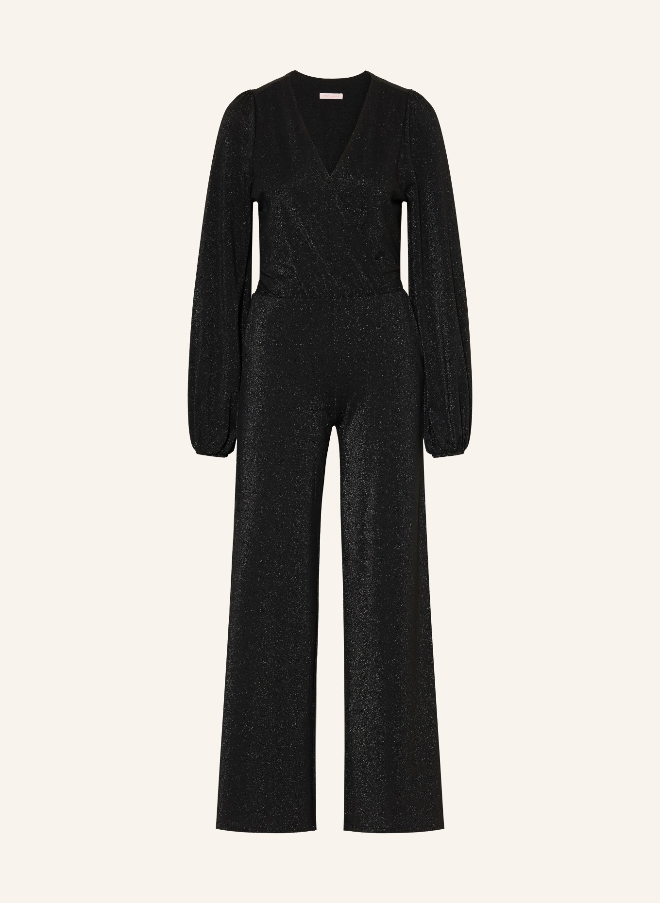 marivie Jumpsuit with sequined trim: BLACK