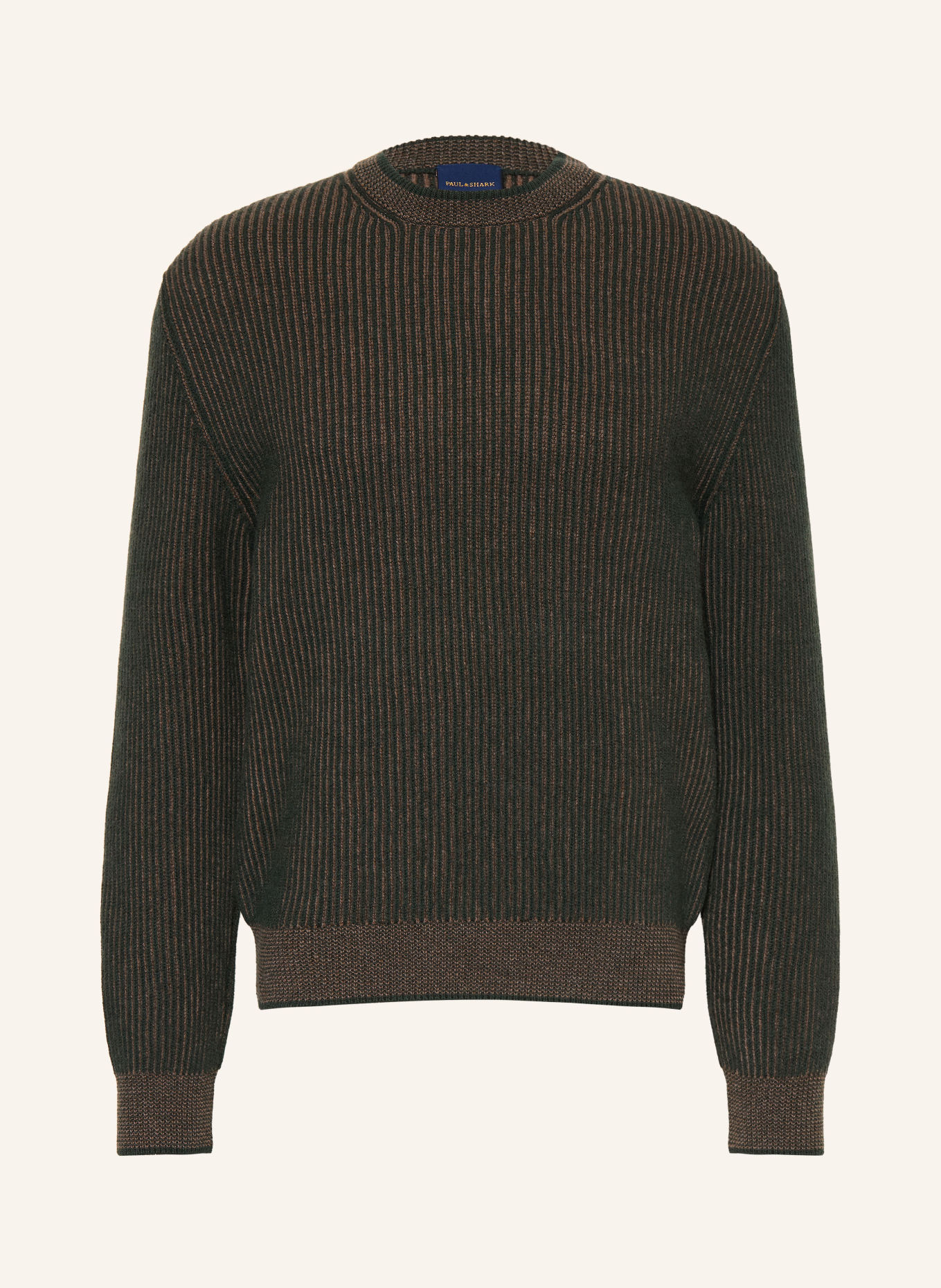 PAUL & SHARK Trui: DONKERGROEN / BEIGE
