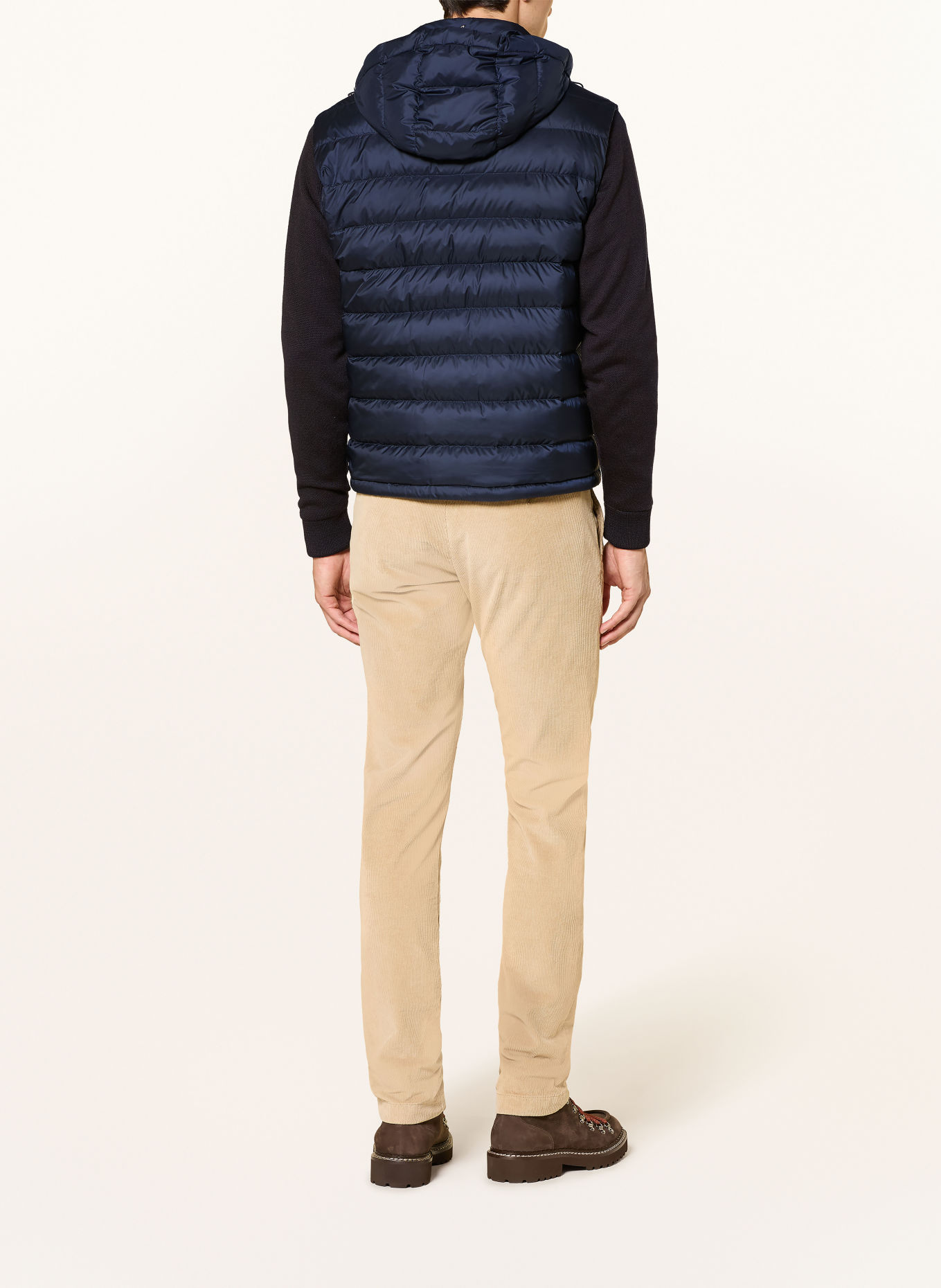 PAUL & SHARK Lightweight donsjas van een materiaalmix met afneembare mouwen: DONKERBLAUW / MARRON FONCÉ