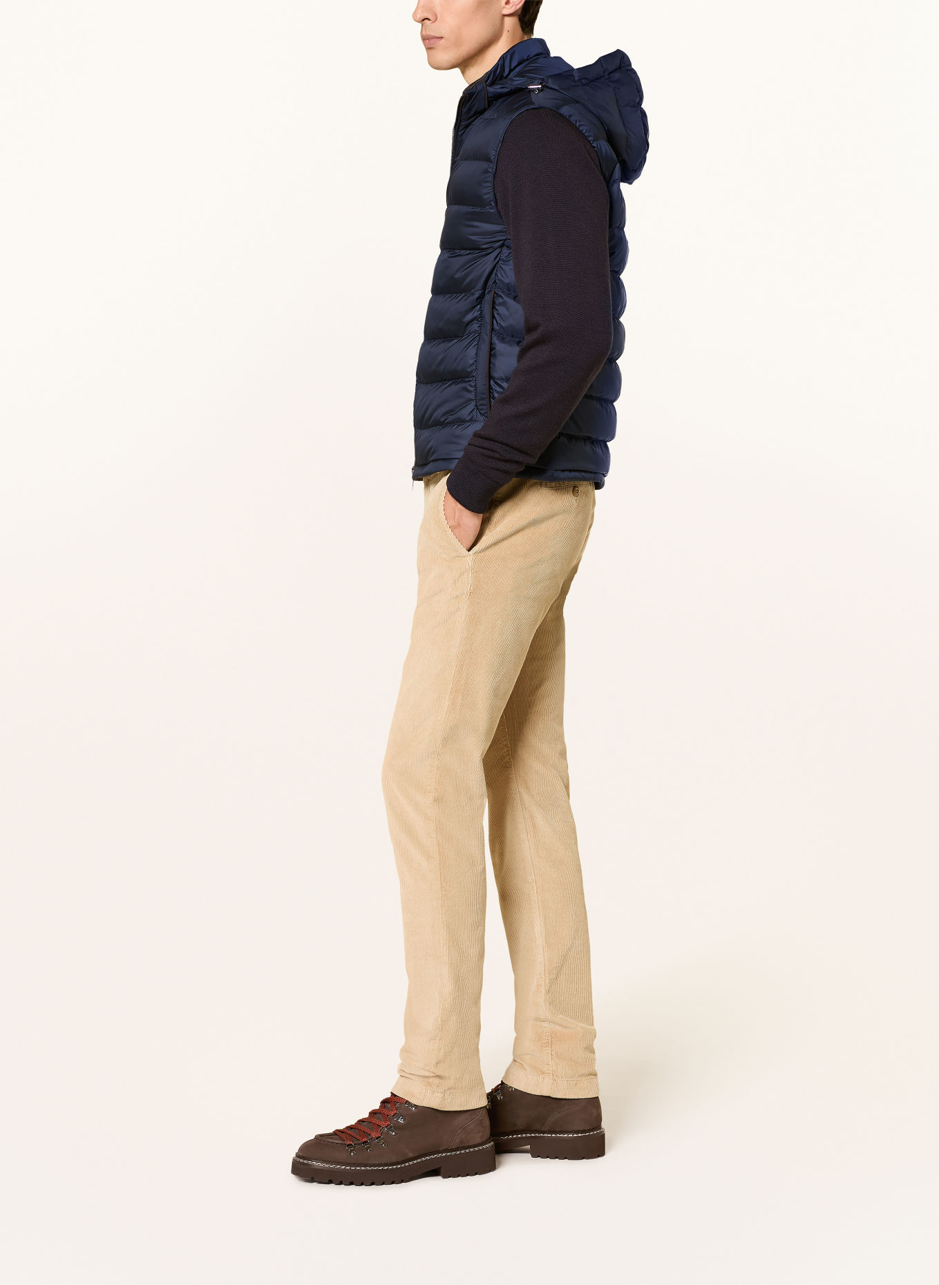 PAUL & SHARK Lightweight donsjas van een materiaalmix met afneembare mouwen: DONKERBLAUW / MARRON FONCÉ