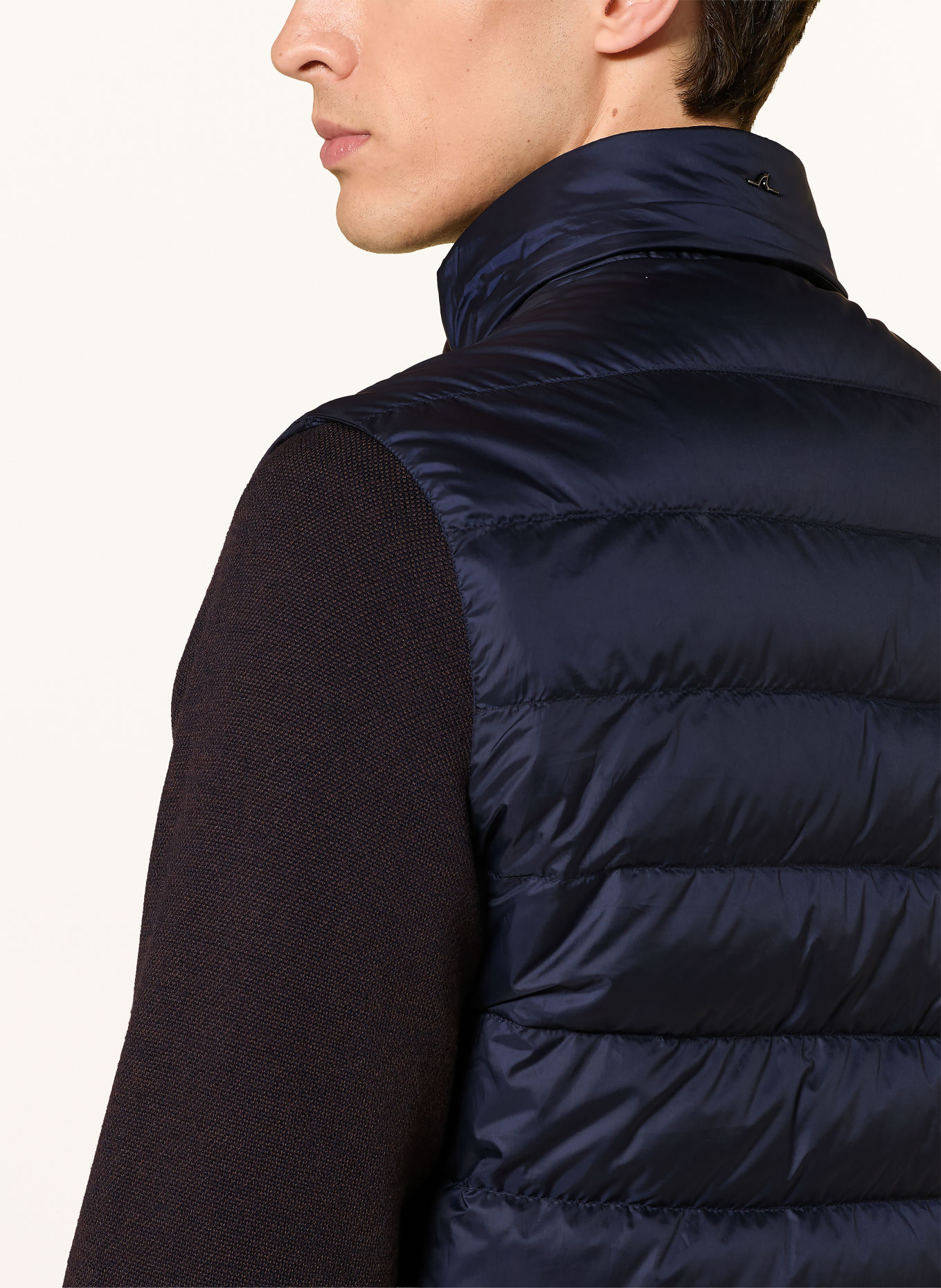 PAUL & SHARK Lightweight donsjas van een materiaalmix met afneembare mouwen: DONKERBLAUW / MARRON FONCÉ