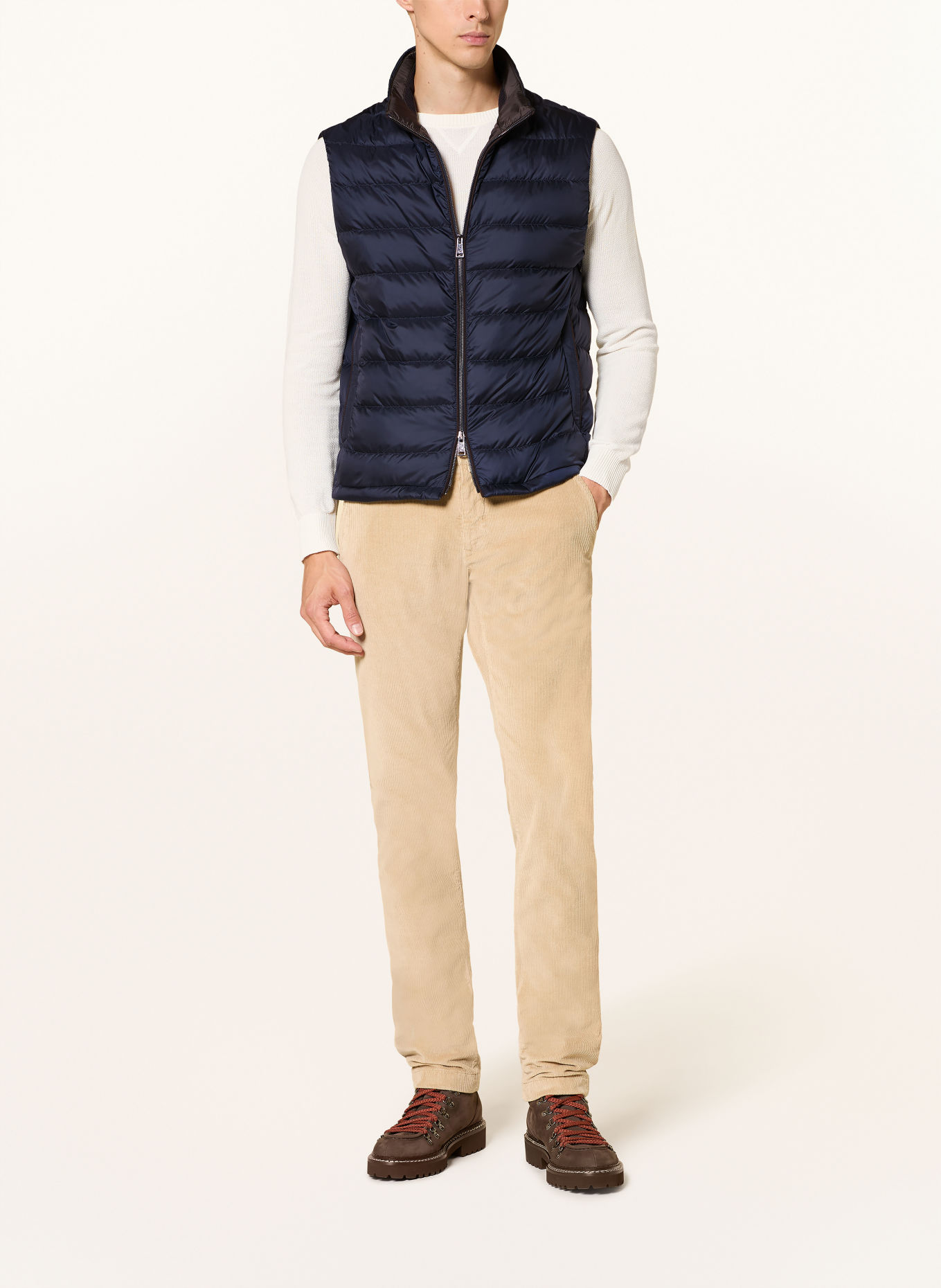 PAUL & SHARK Lightweight donsjas van een materiaalmix met afneembare mouwen: DONKERBLAUW / MARRON FONCÉ
