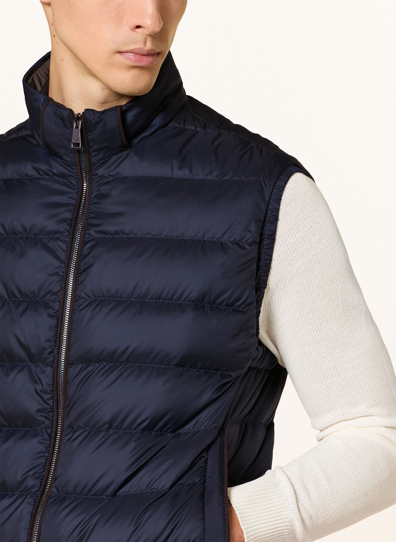 PAUL & SHARK Lightweight donsjas van een materiaalmix met afneembare mouwen: DONKERBLAUW / MARRON FONCÉ