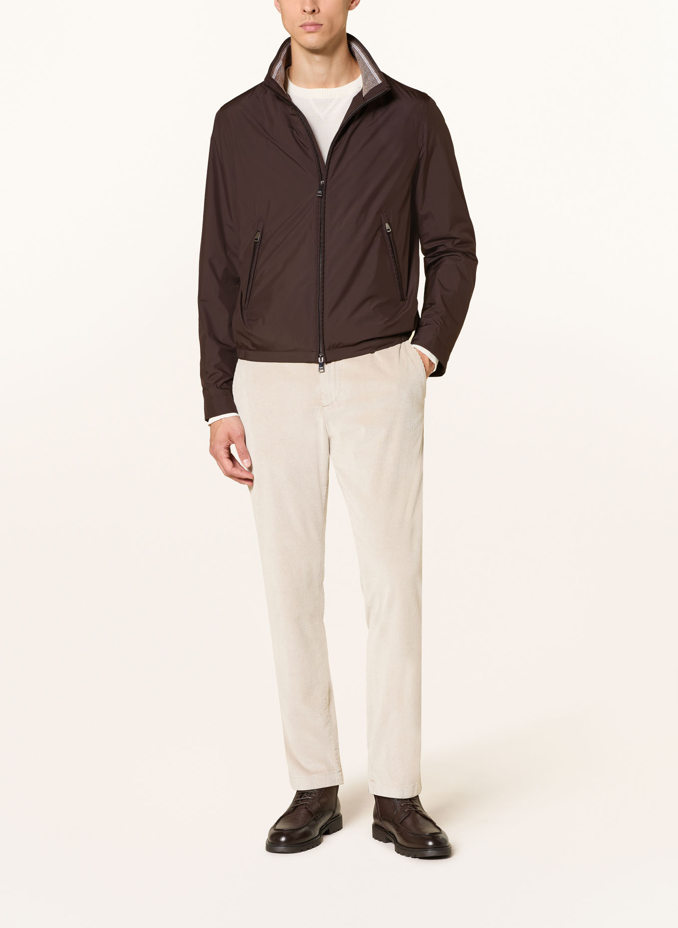 PAUL & SHARK Bomber jacket: DARK BROWN / BROWN / WHITE