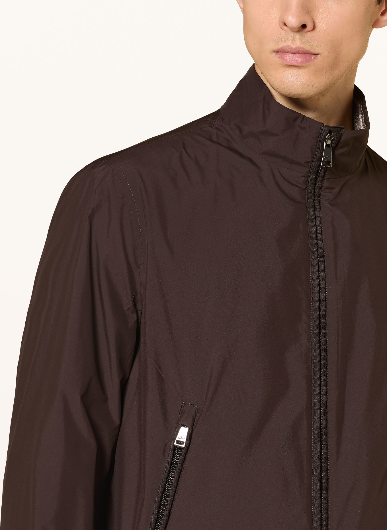 PAUL & SHARK Bomber jacket: DARK BROWN / BROWN / WHITE