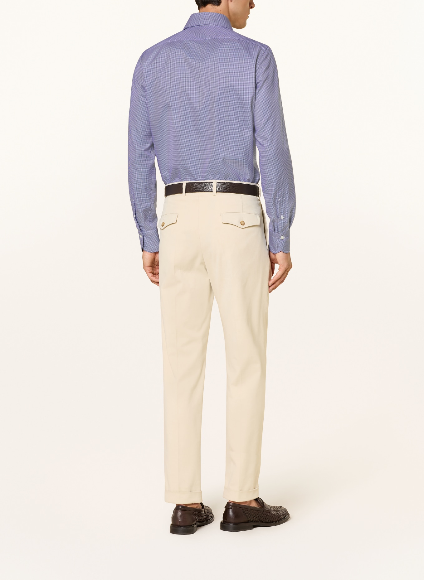 FINAMORE 1925 NAPOLI EDUARDO Regular Fit Shirt: DARK BLUE / WHITE