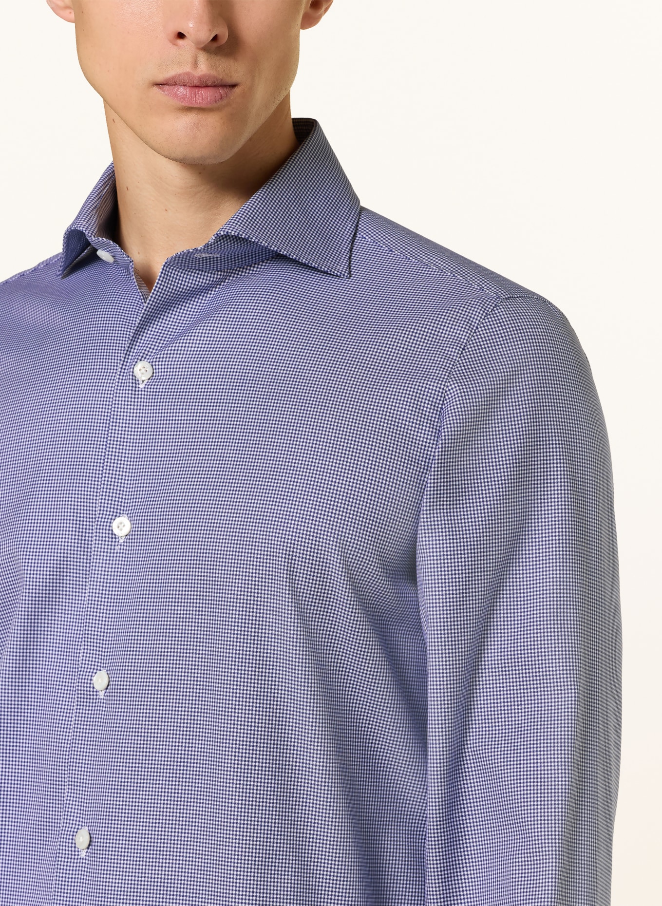 FINAMORE 1925 NAPOLI EDUARDO Regular Fit Shirt: DARK BLUE / WHITE